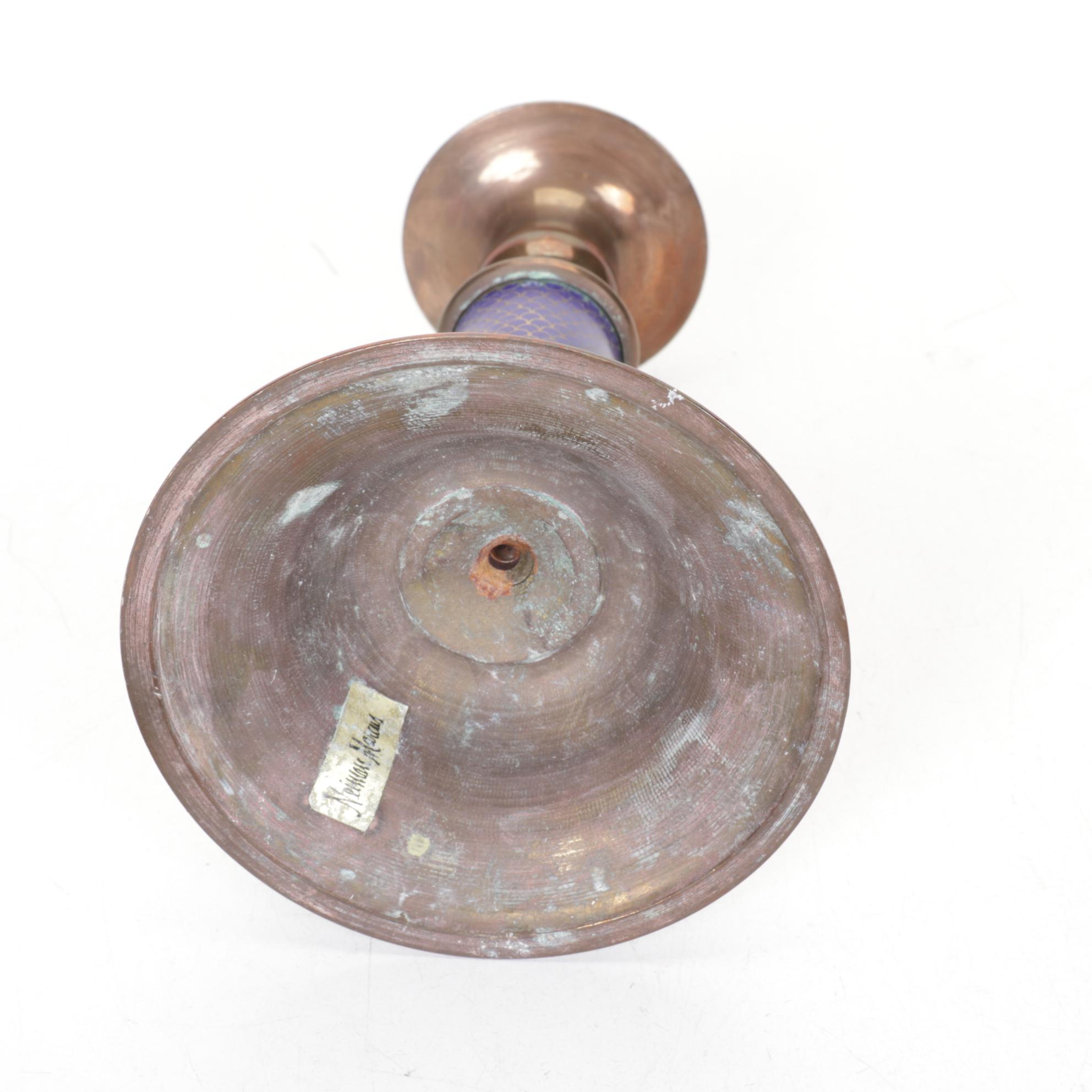 Neiman Marcus Cobalt Enamel Candlestick, Wooden Fife with Brass Caps and More