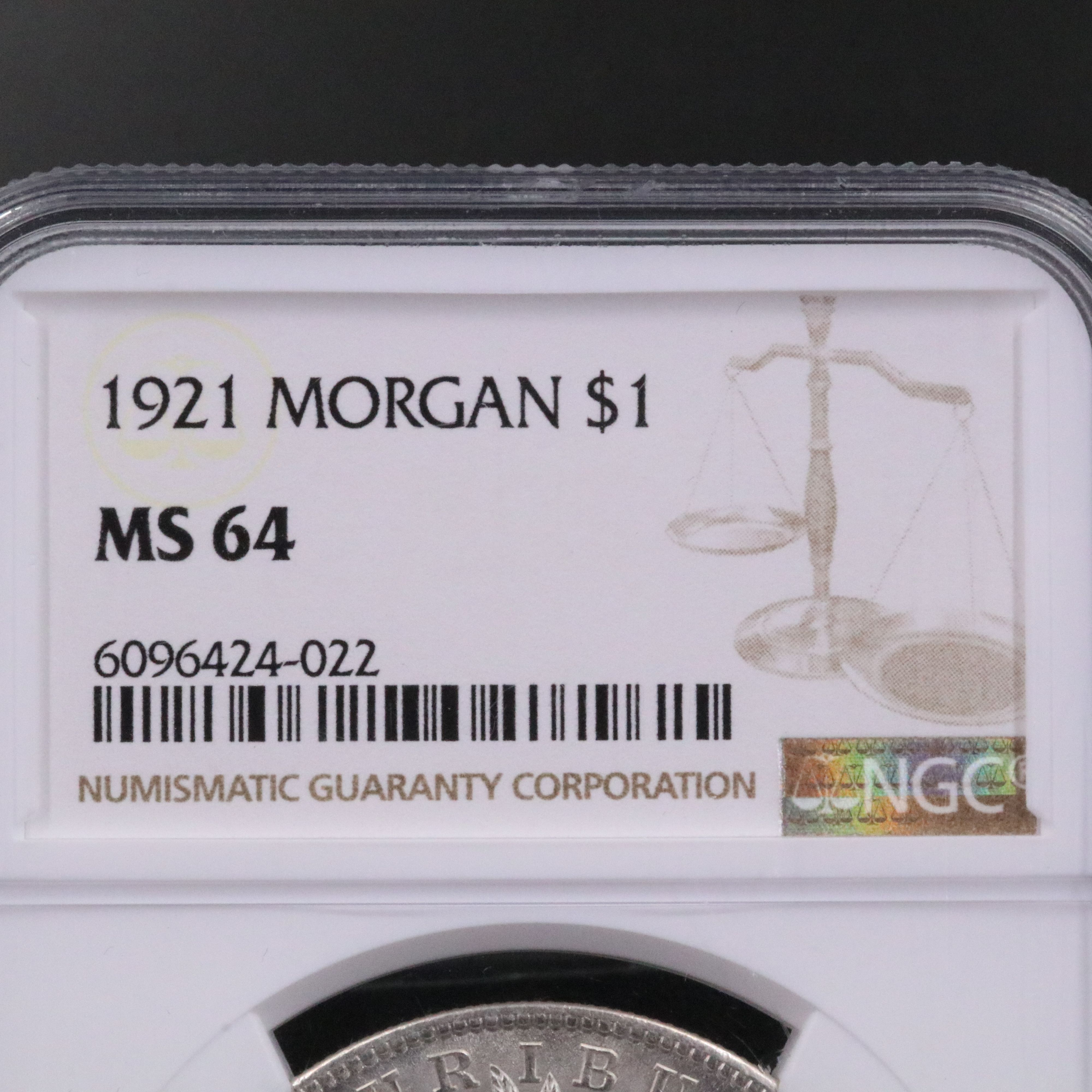 NGC Graded MS64 1921 Morgan Silver Dollar