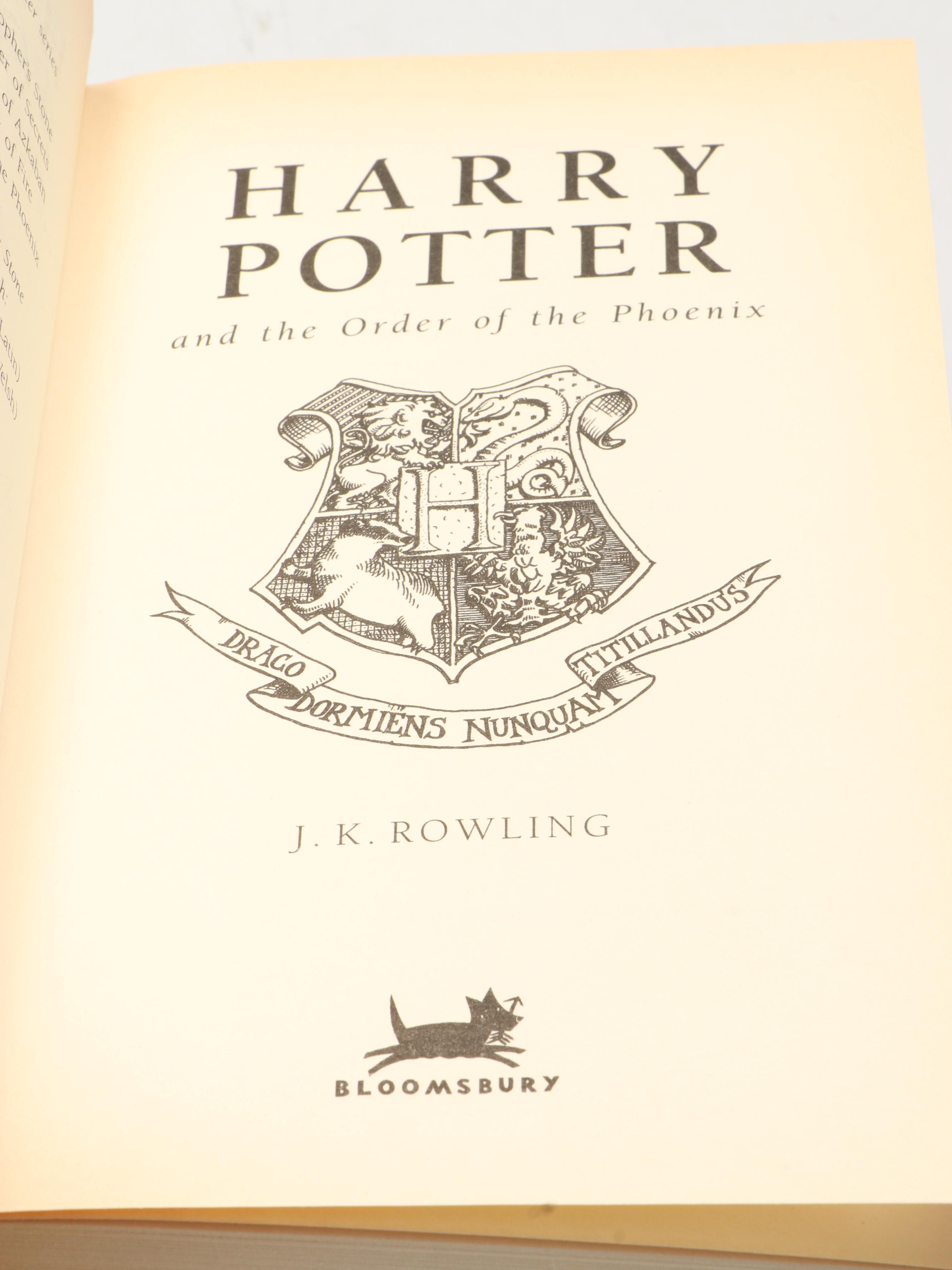 First UK Edition "Harry Potter and the Order of the Phoenix" by J. K. Rowling