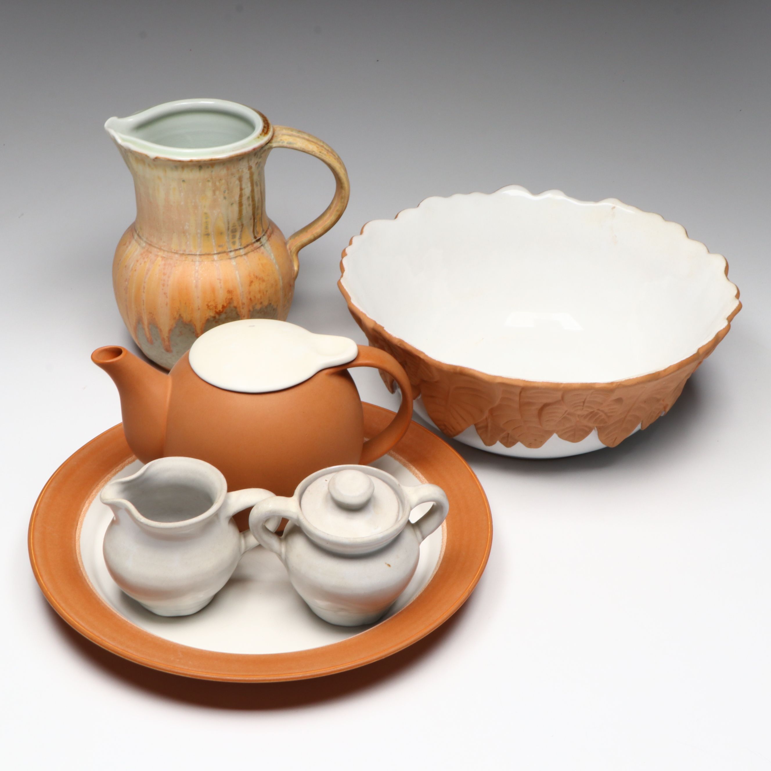 Bybee Pottery Cream and Sugar Set with Other Art Pottery Tableware