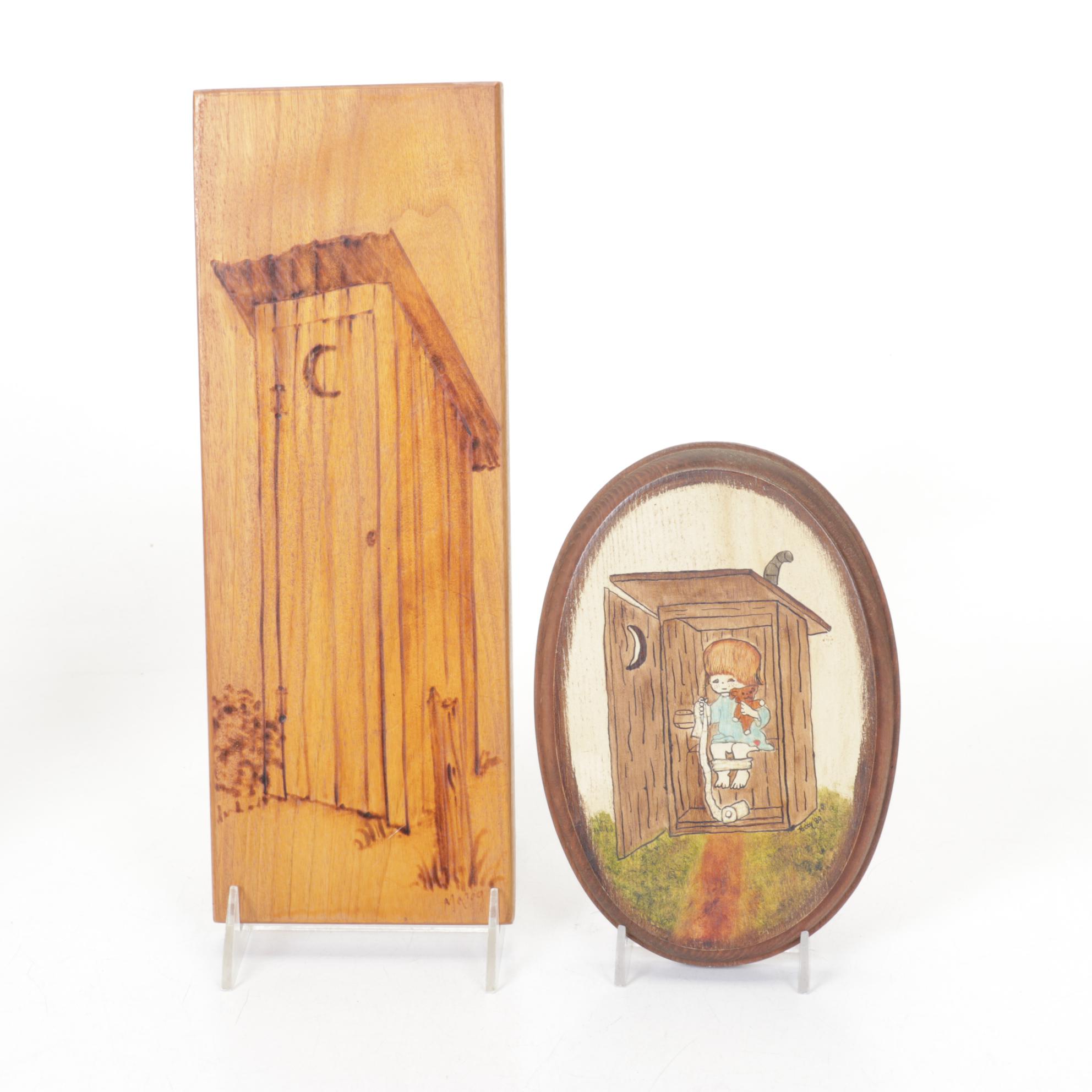 Folk Art Outhouse Wall Art, Tissue Box Cover & More