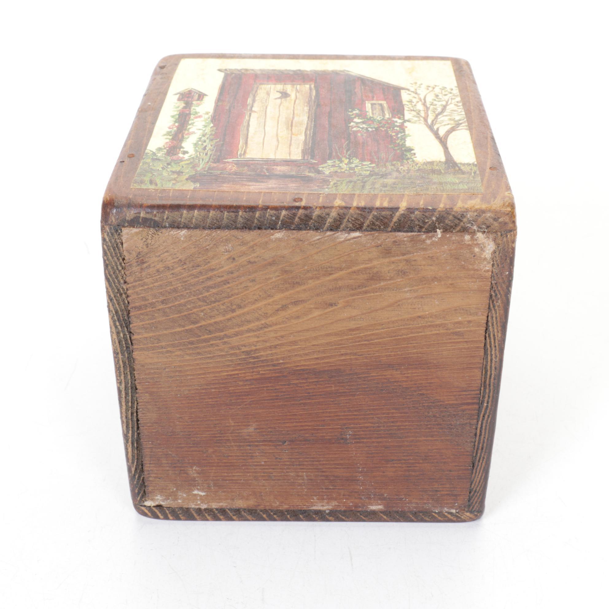 Folk Art Outhouse Wall Art, Tissue Box Cover & More