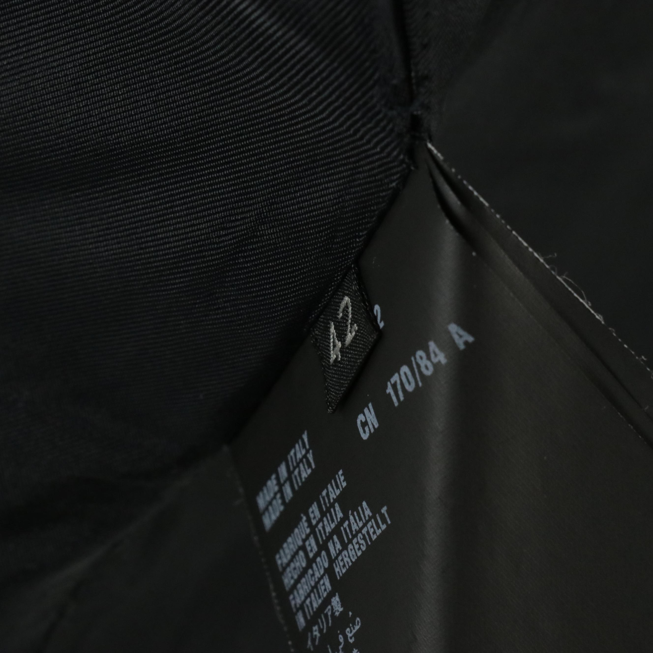 Prada B&W Checkered Stretch Wool Blazer with Leather Collar