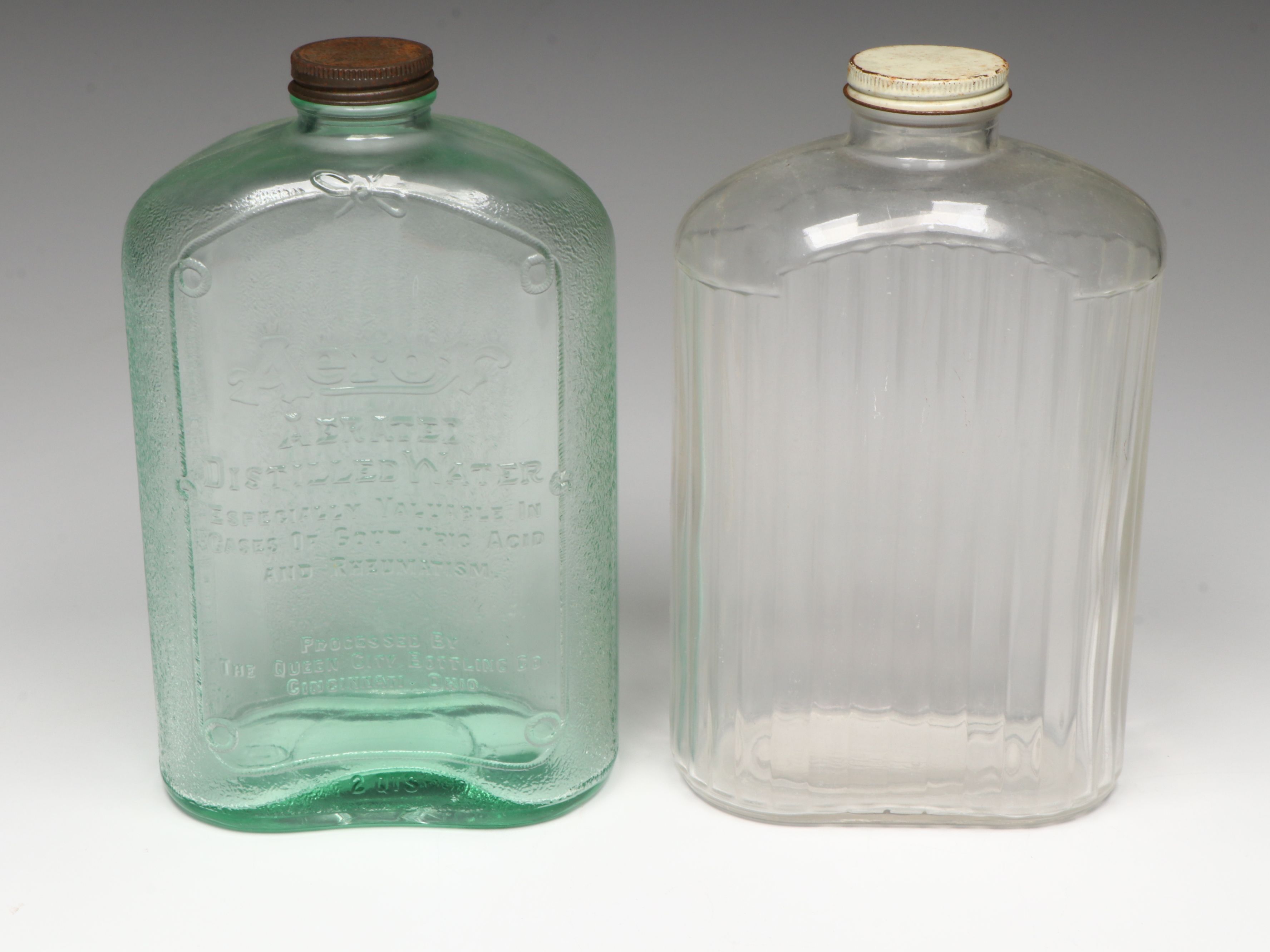 Aerox Distilled Water and Other Vintage Glass Jars and Bottles, 20th Century