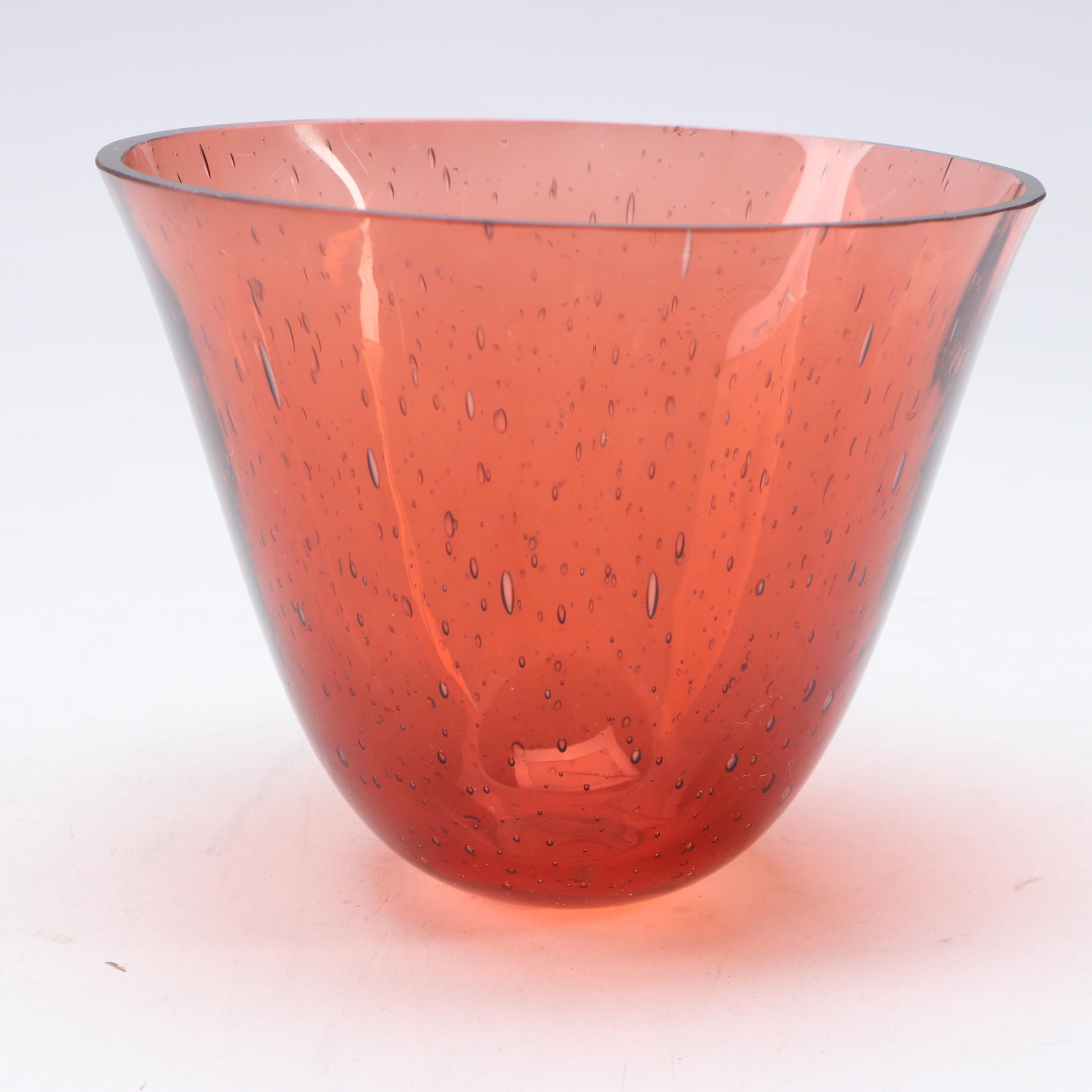 Blown Art Glass Optic Creamer and Other Controlled Bubble Signed Bowl