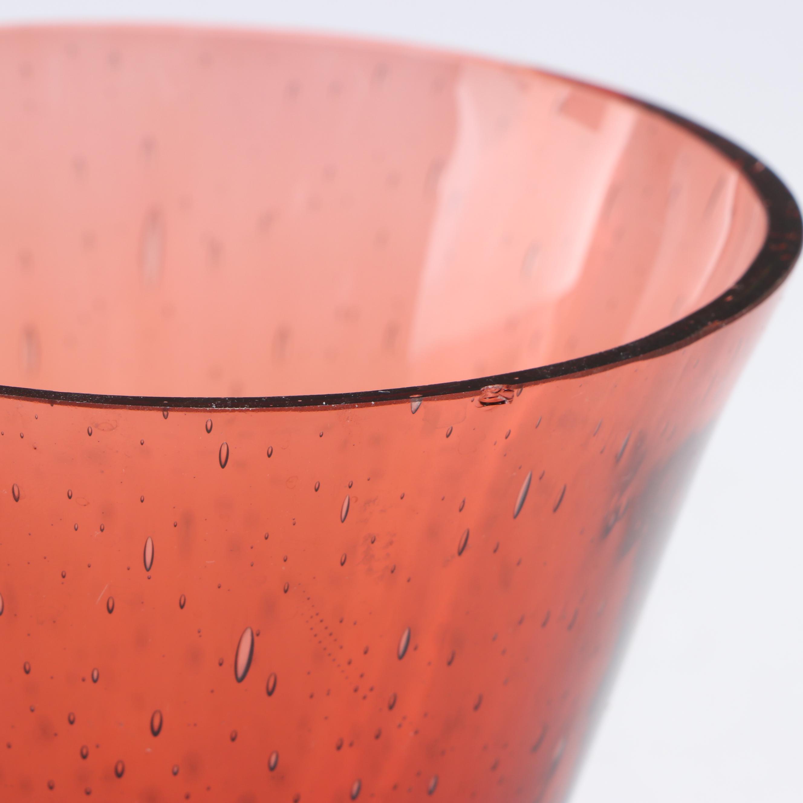 Blown Art Glass Optic Creamer and Other Controlled Bubble Signed Bowl