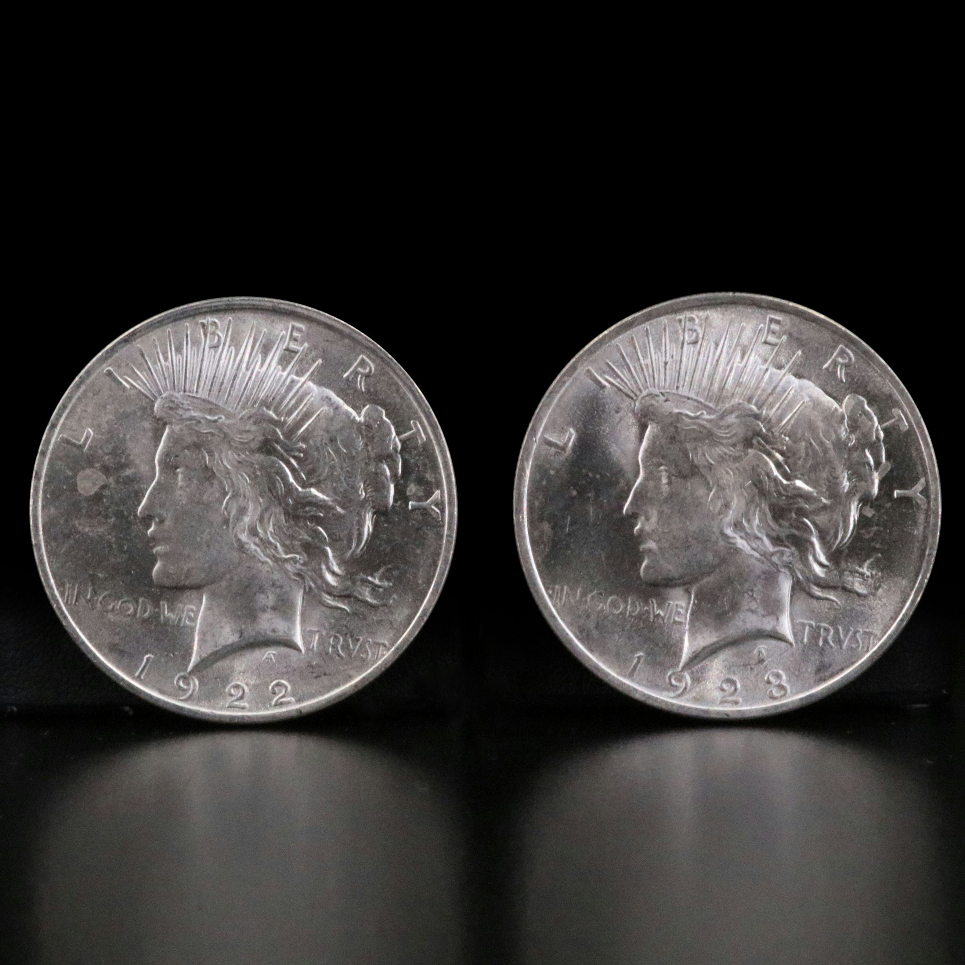 1922 and 1923 Peace Silver Dollars