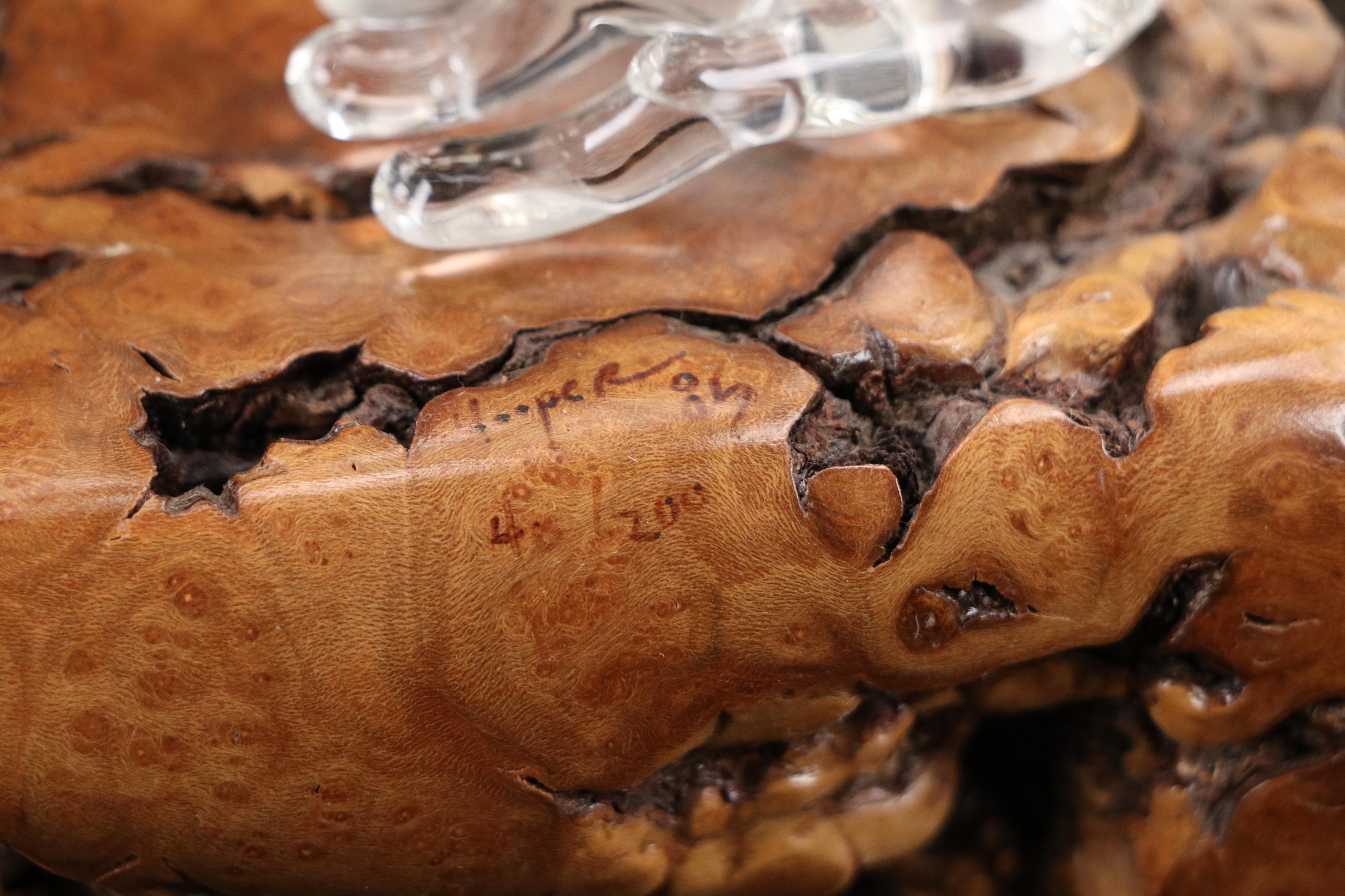 Warren Hooper Fantasy Dragon Warrior Glass Sculpture, 1985