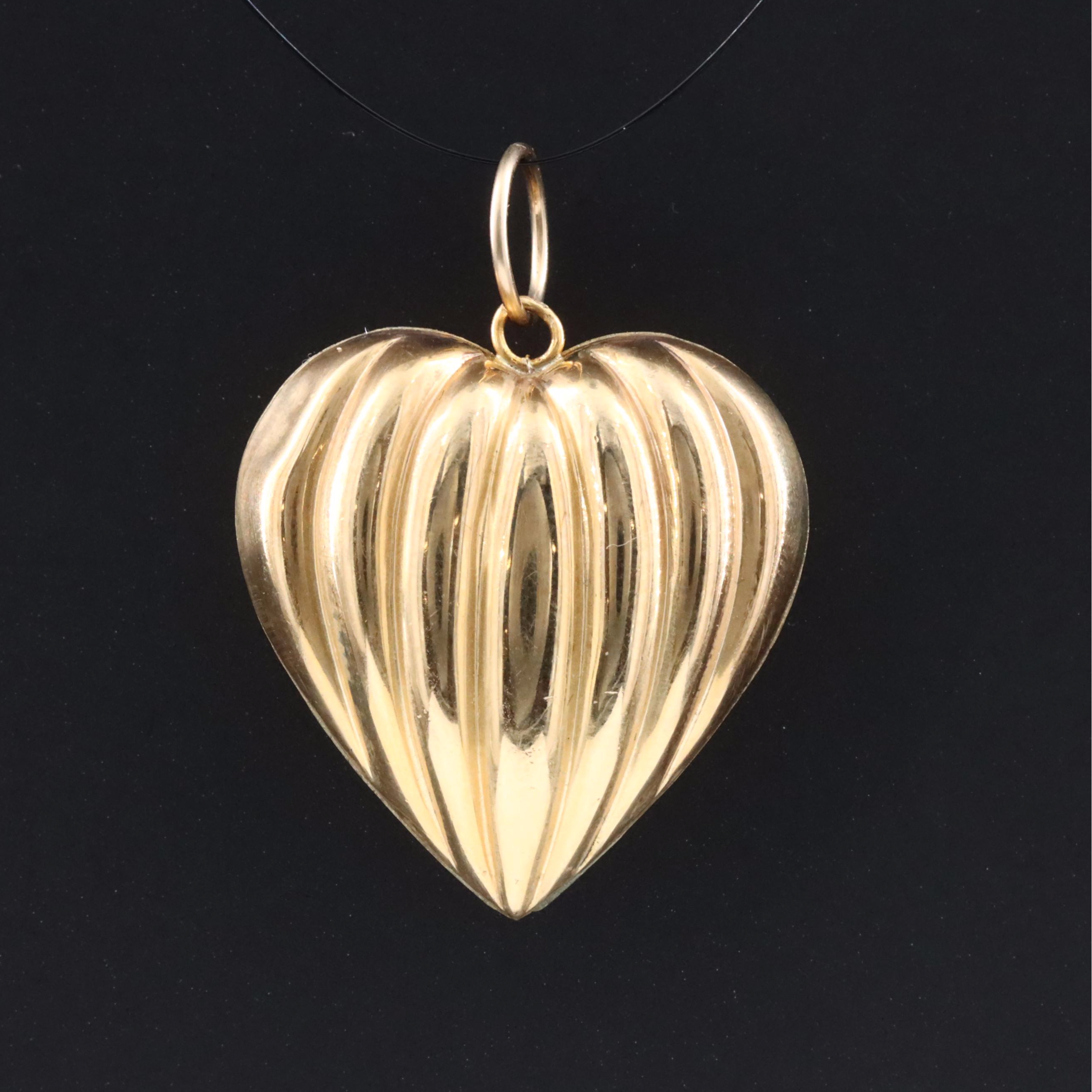 Gold-Filled Fluted Heart Pendant