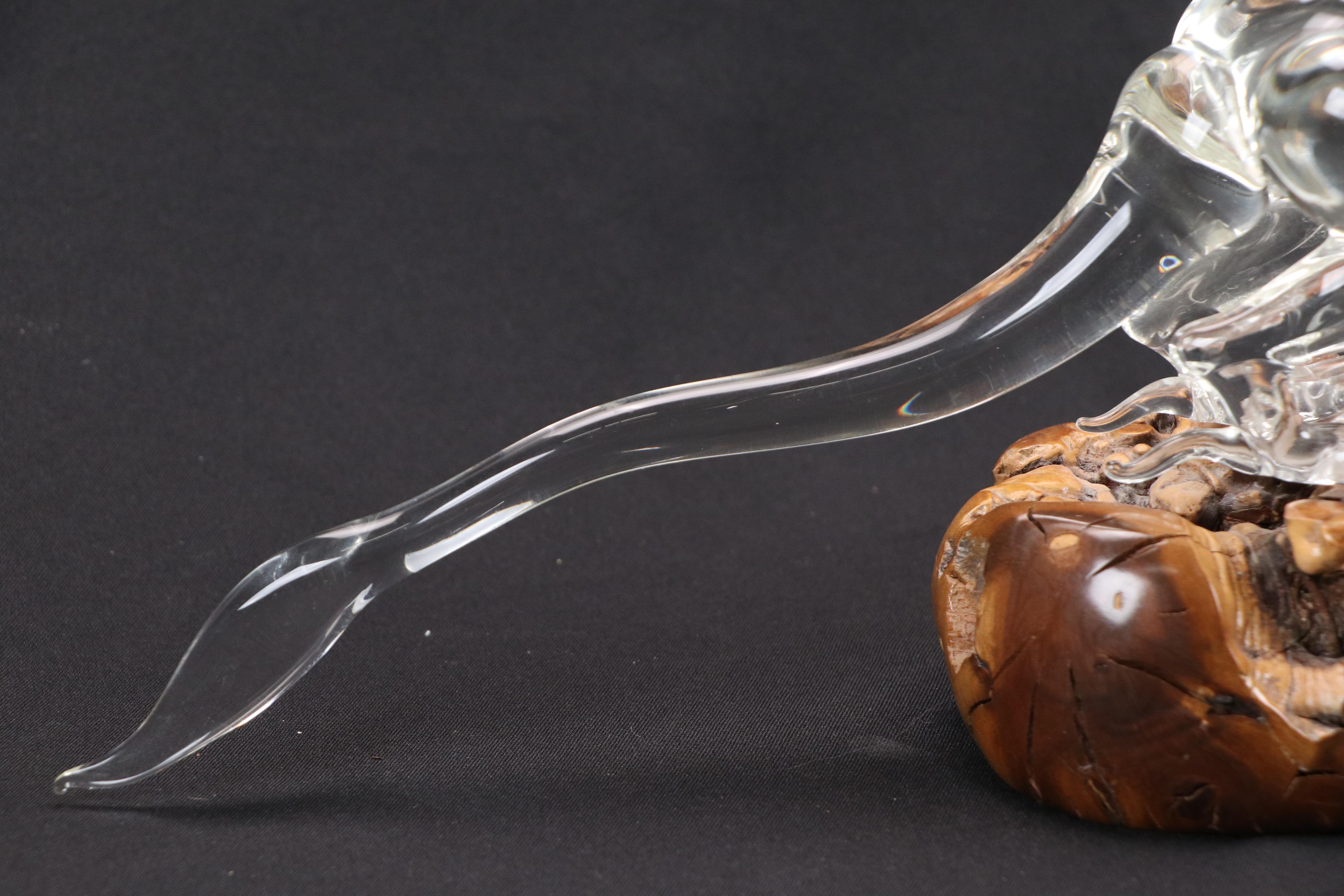 Warren Hooper Fantasy Dragon Warrior Glass Sculpture, 1985