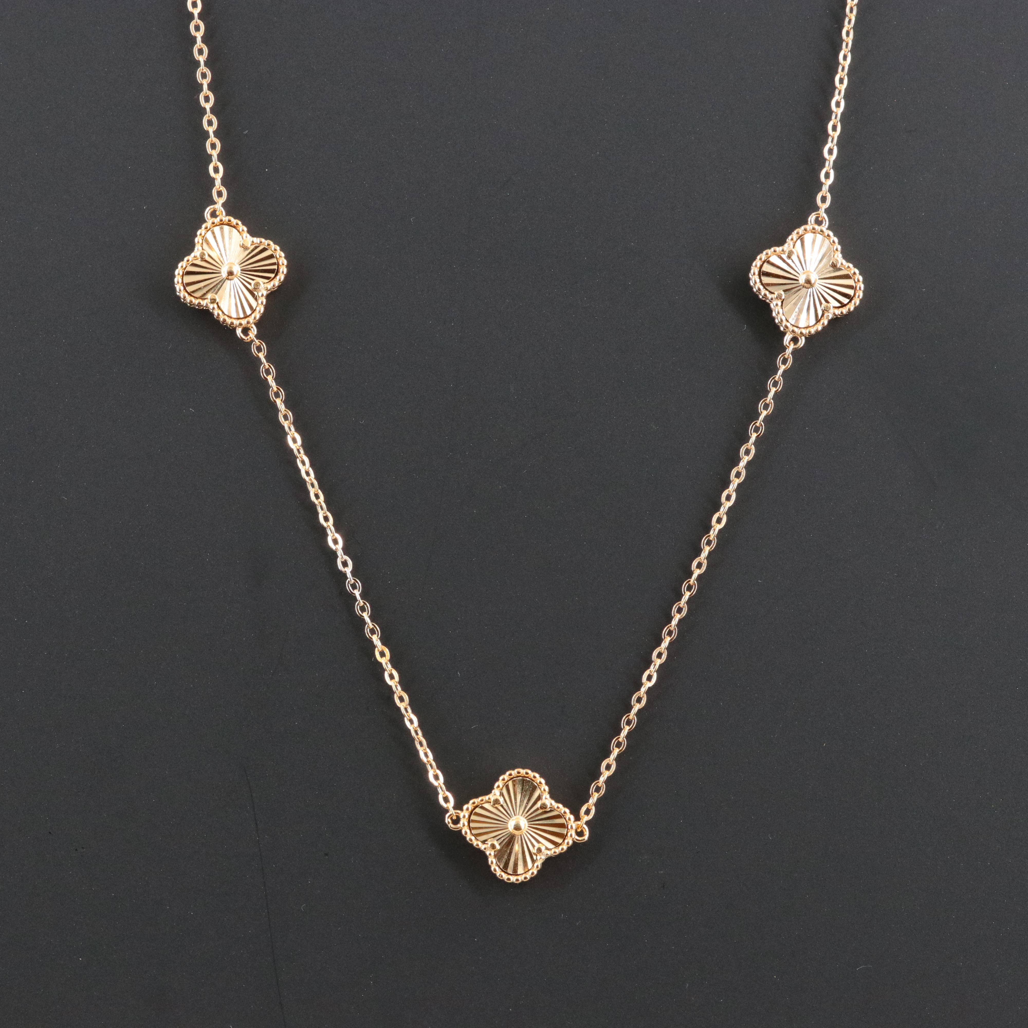 Sterling Quatrefoil Station Necklace
