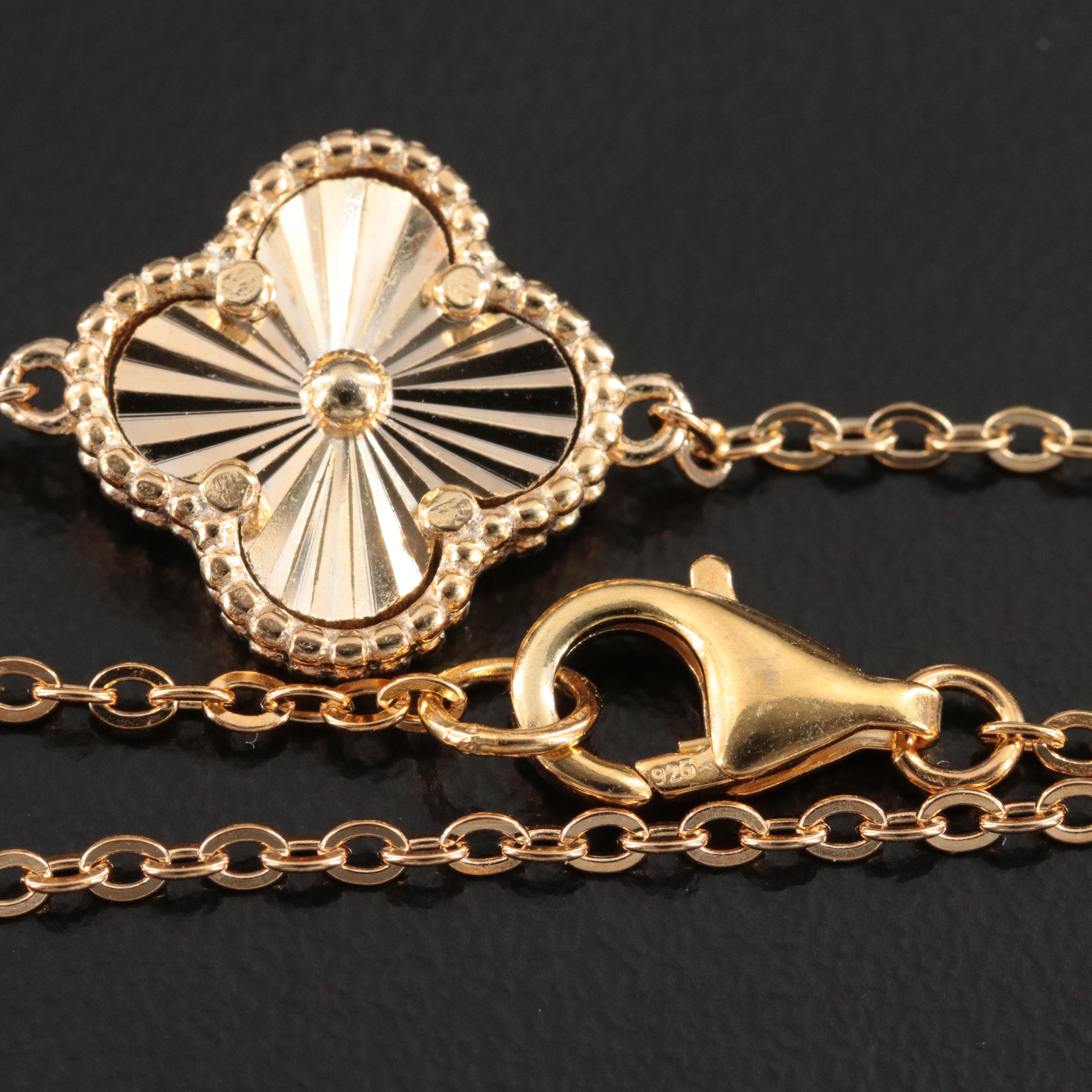 Sterling Quatrefoil Station Necklace