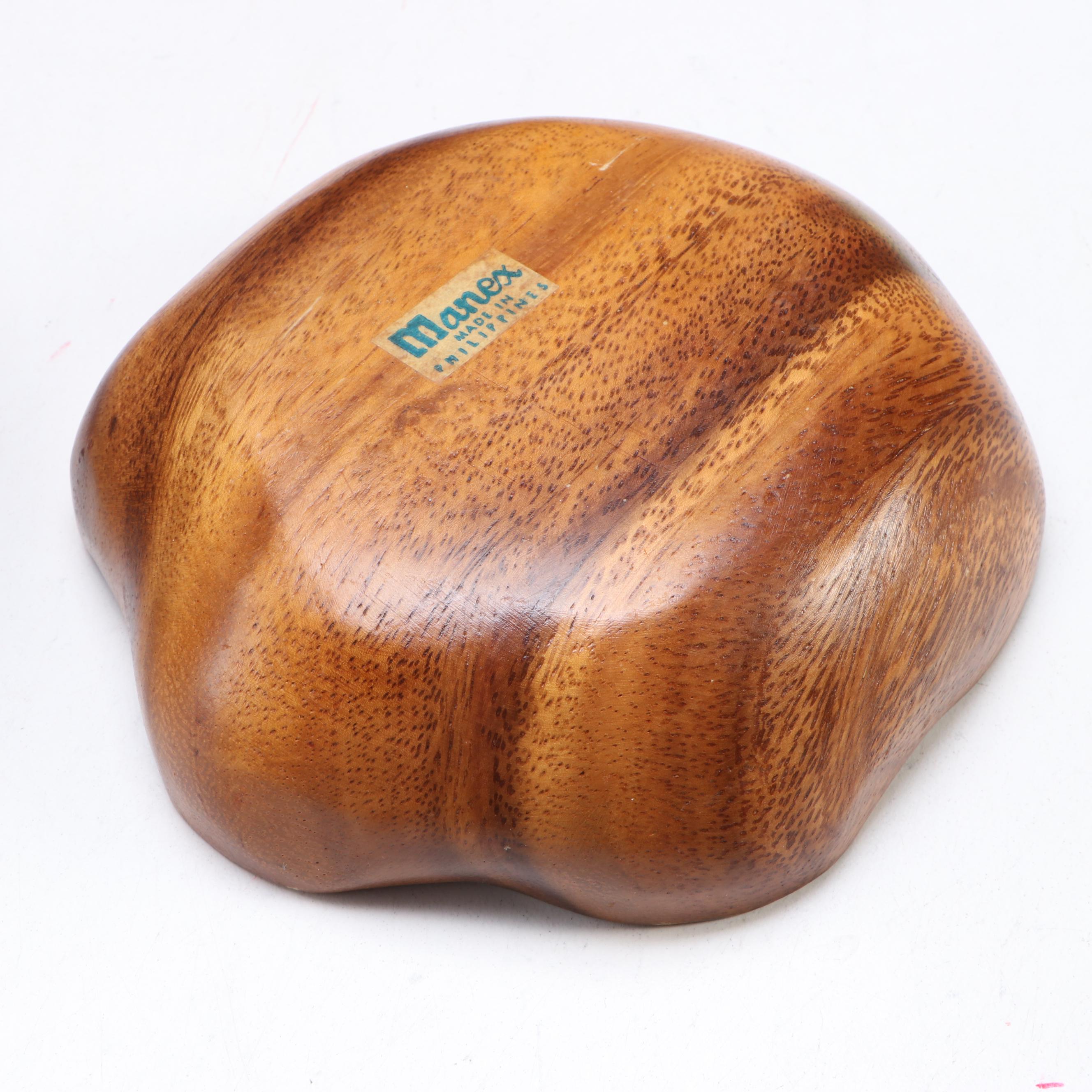 Manex Filipino Carved Wood Bowls with Giraffe Salad Serving Set