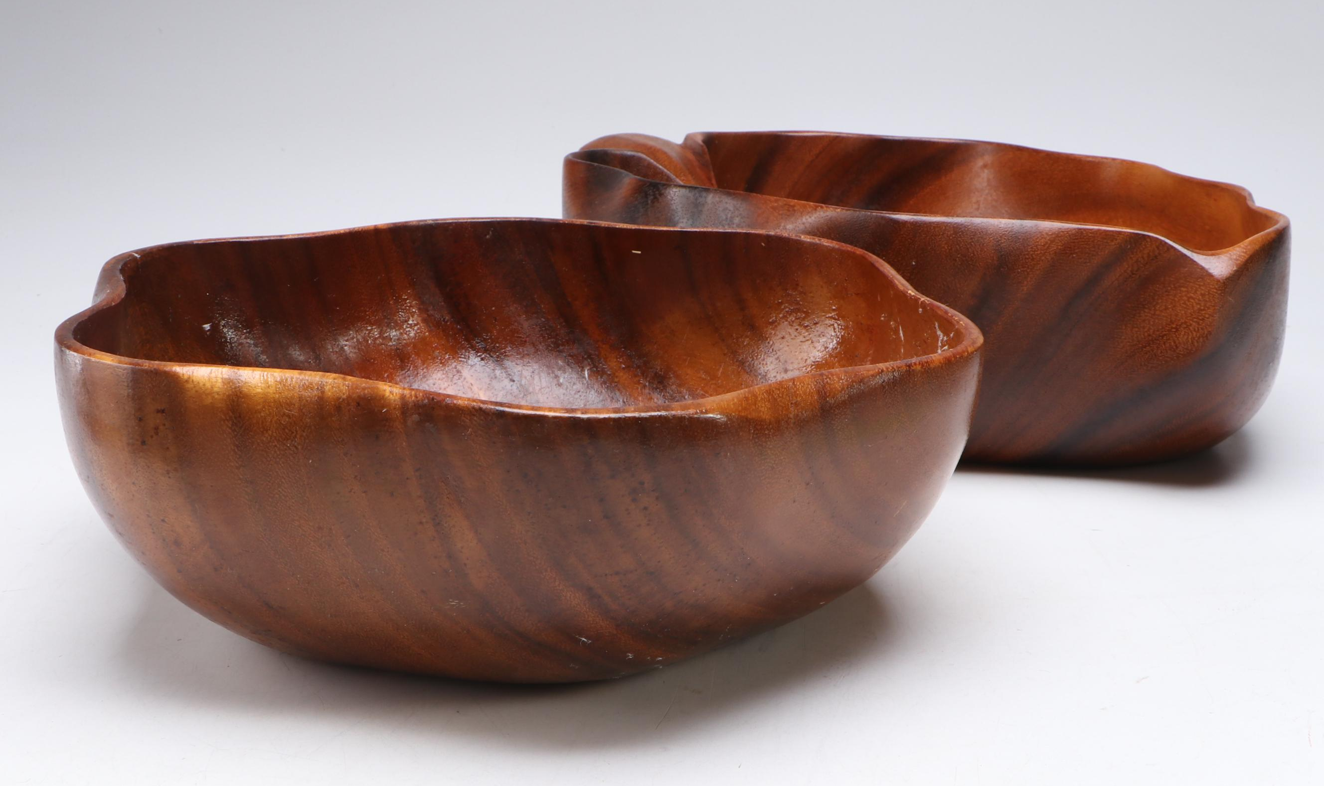 Manex Filipino Carved Wood Bowls with Giraffe Salad Serving Set