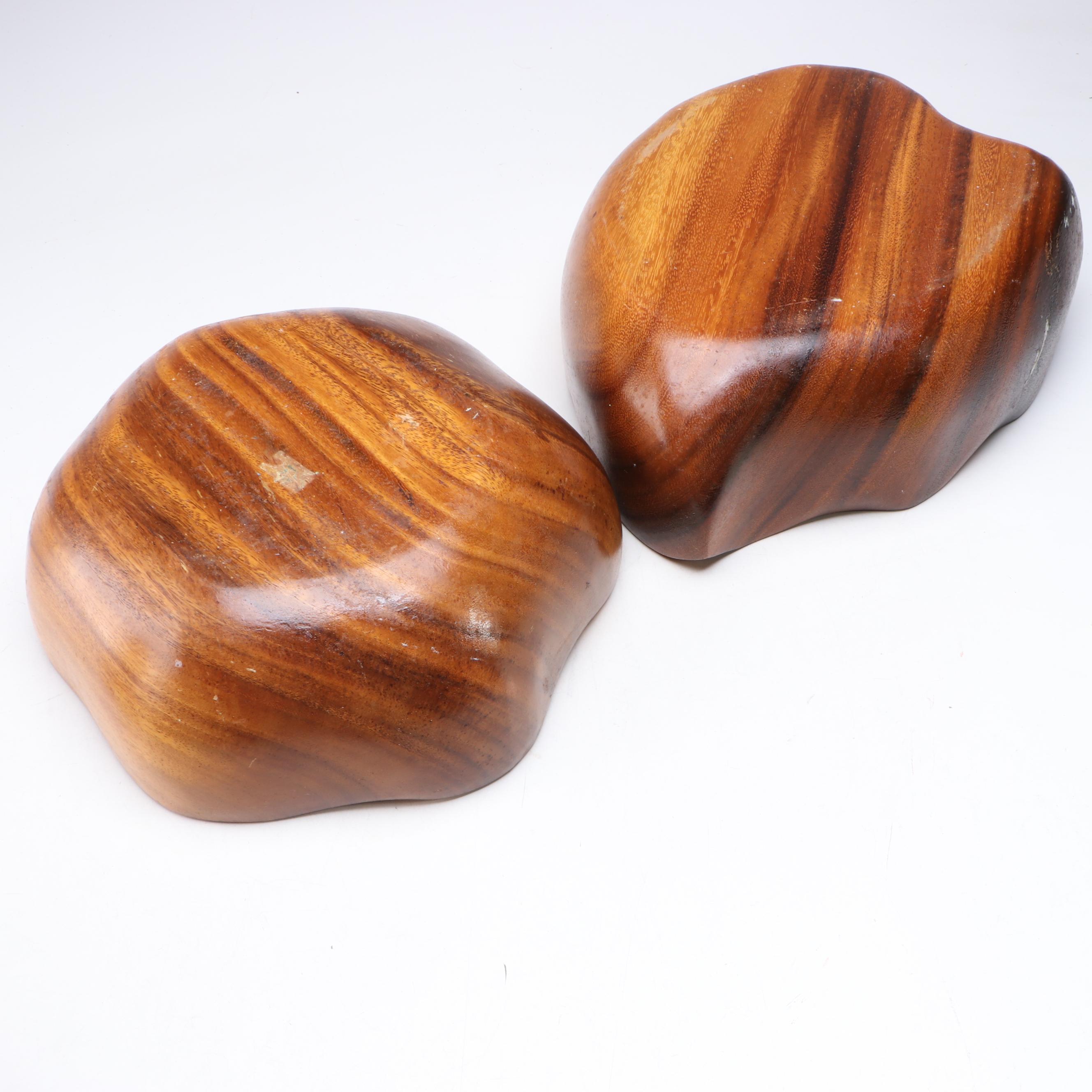 Manex Filipino Carved Wood Bowls with Giraffe Salad Serving Set