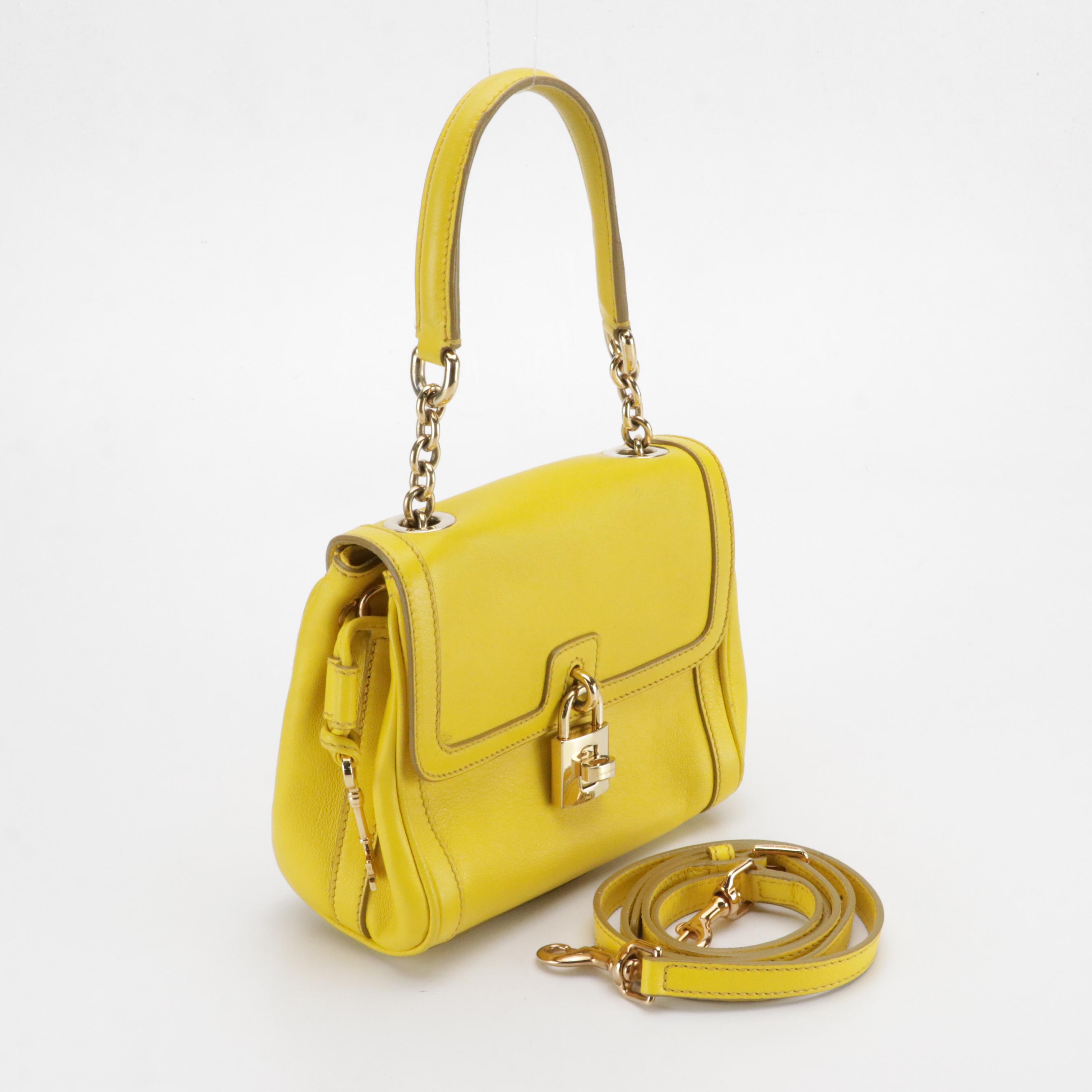 Dolce & Gabbana Miss Bonita Padlock Two-Way Bag in Yellow Calfskin Leather