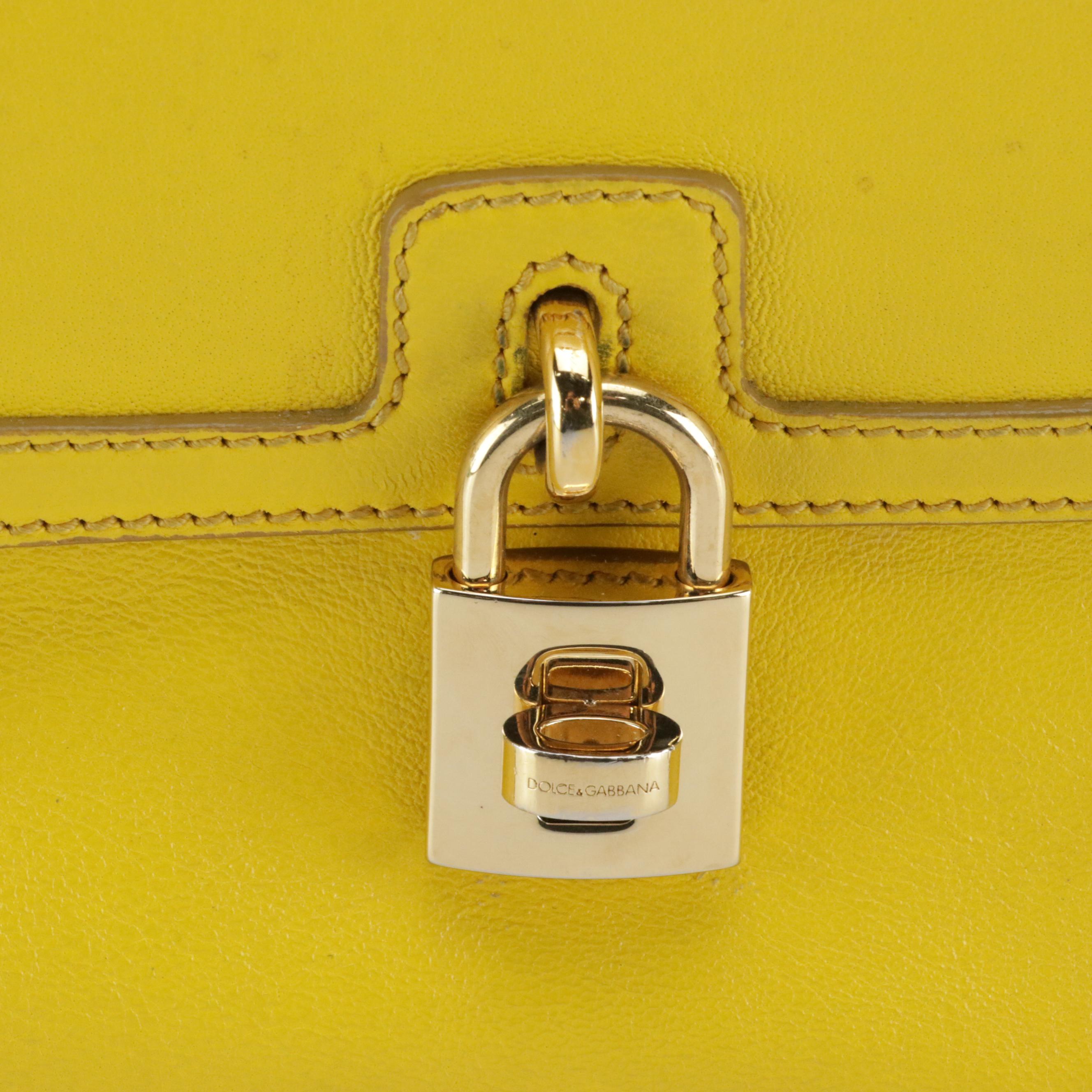 Dolce & Gabbana Miss Bonita Padlock Two-Way Bag in Yellow Calfskin Leather