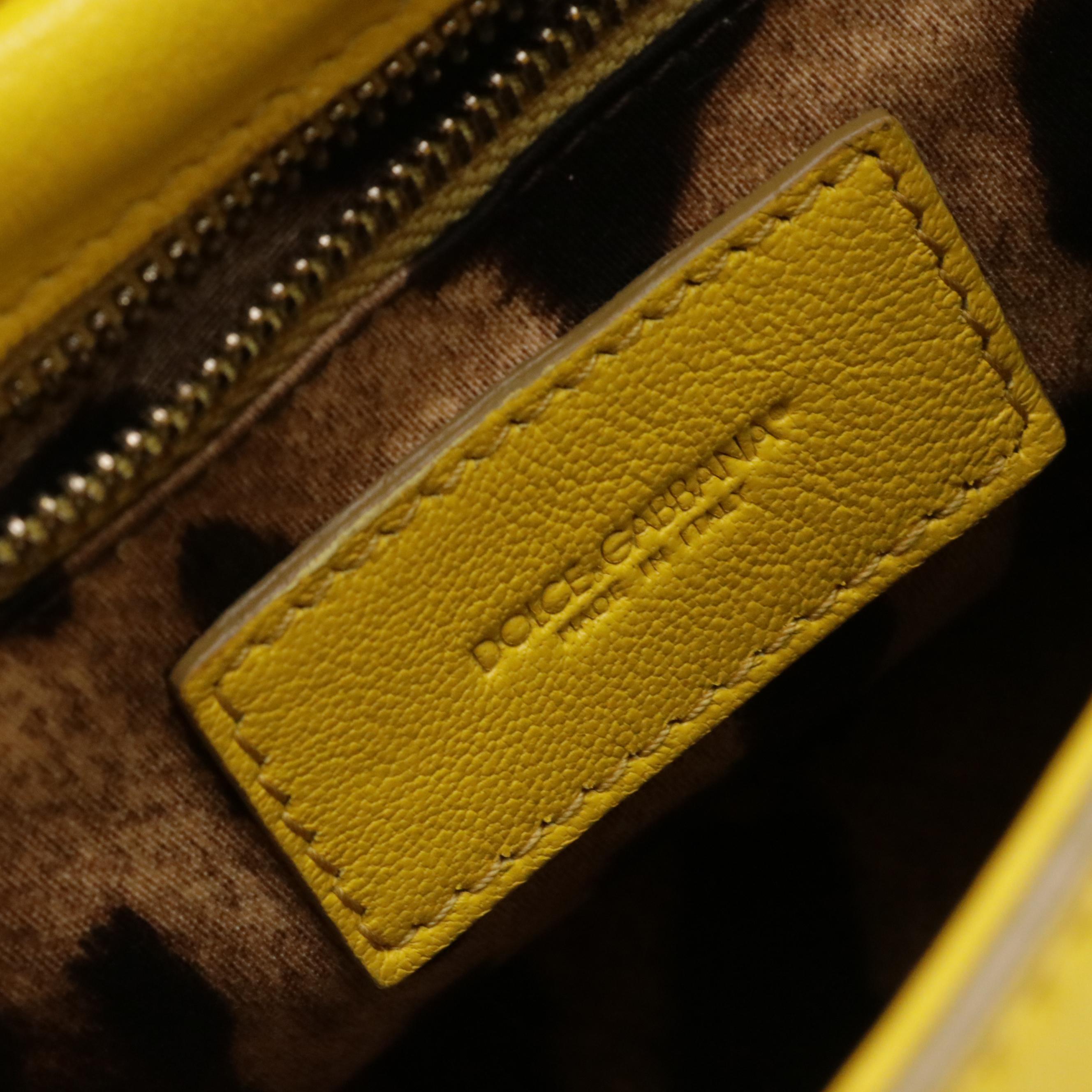 Dolce & Gabbana Miss Bonita Padlock Two-Way Bag in Yellow Calfskin Leather