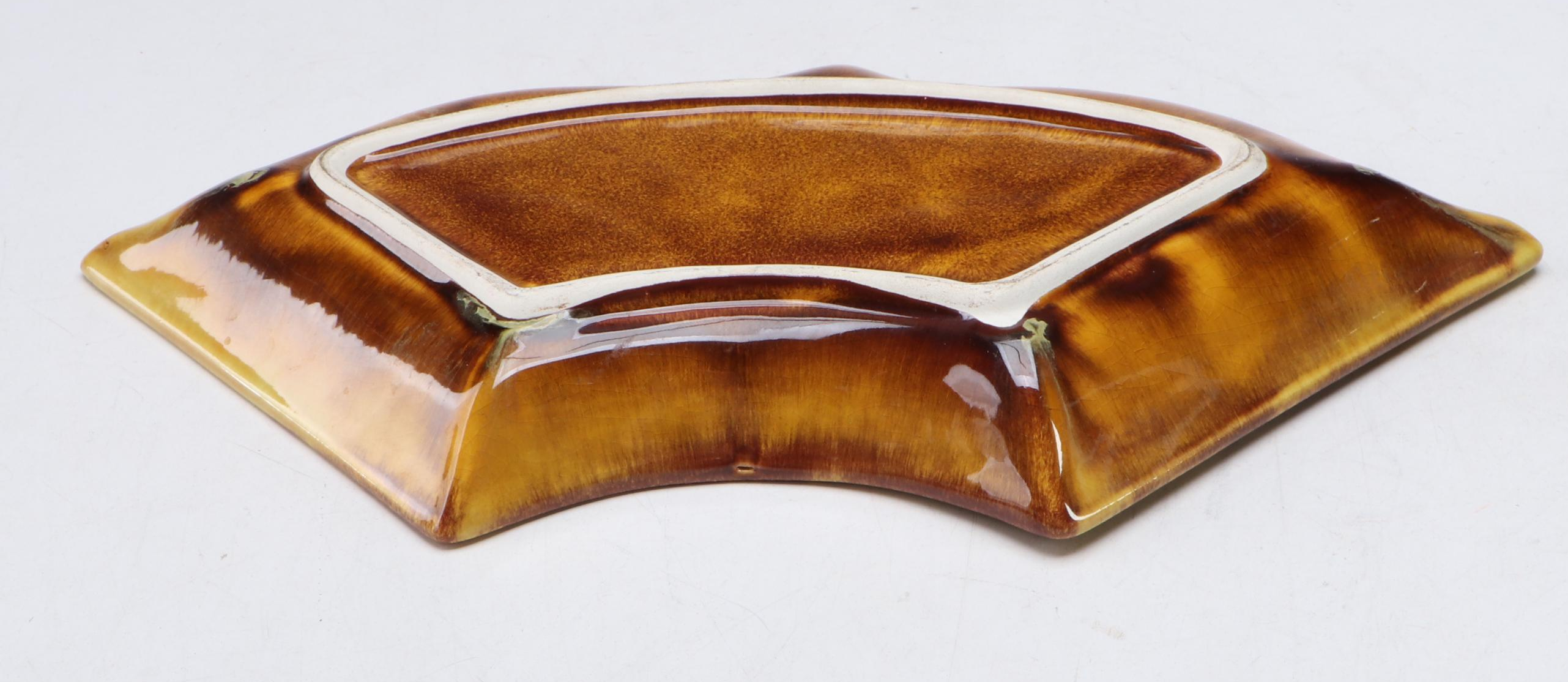 Figural Stephen C. Foster Music Box with Ceramic Trivet and Leaf Platter