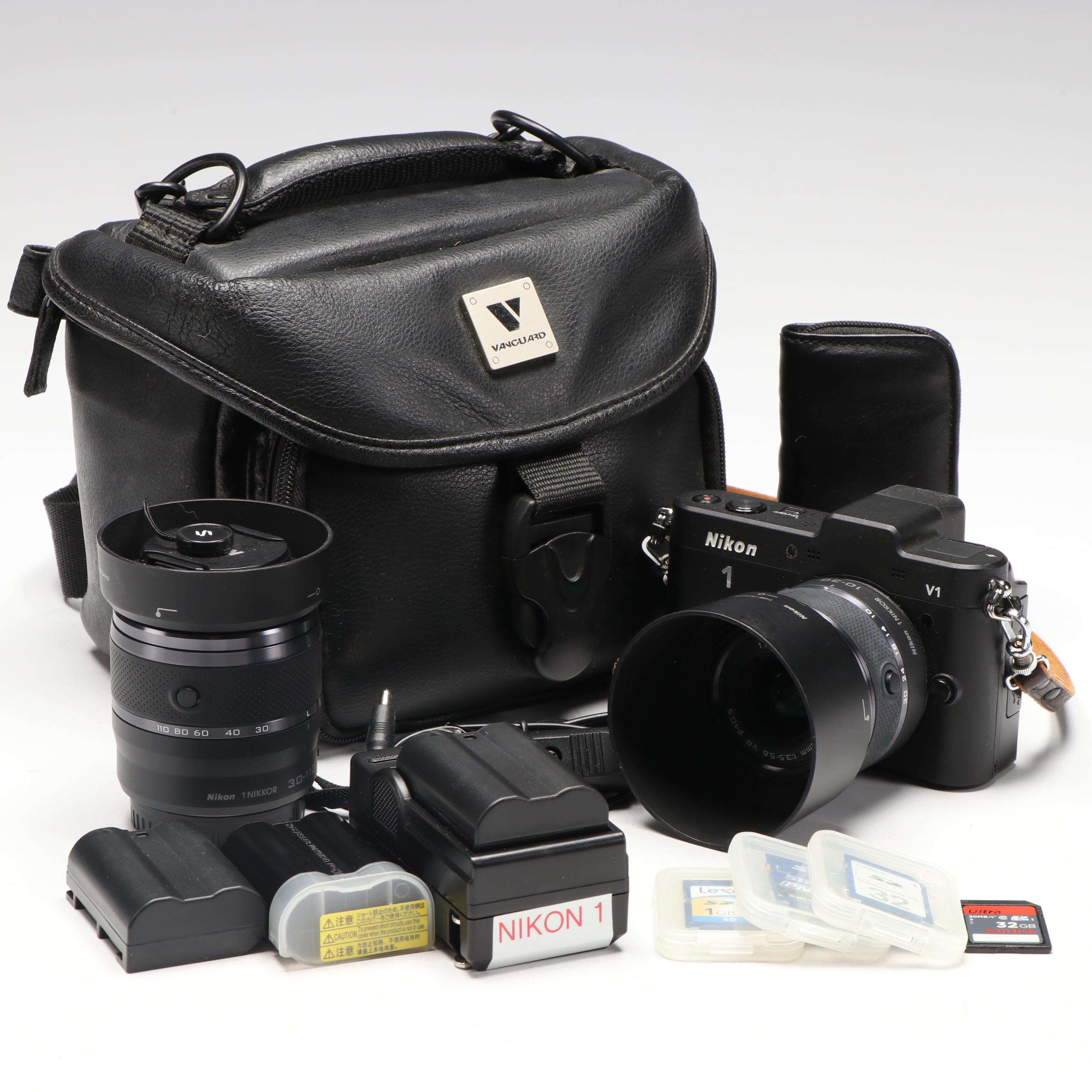 Nikon 1 V1 Mirrorless Interchangeable-Lens Camera with Vanguard Bag and More