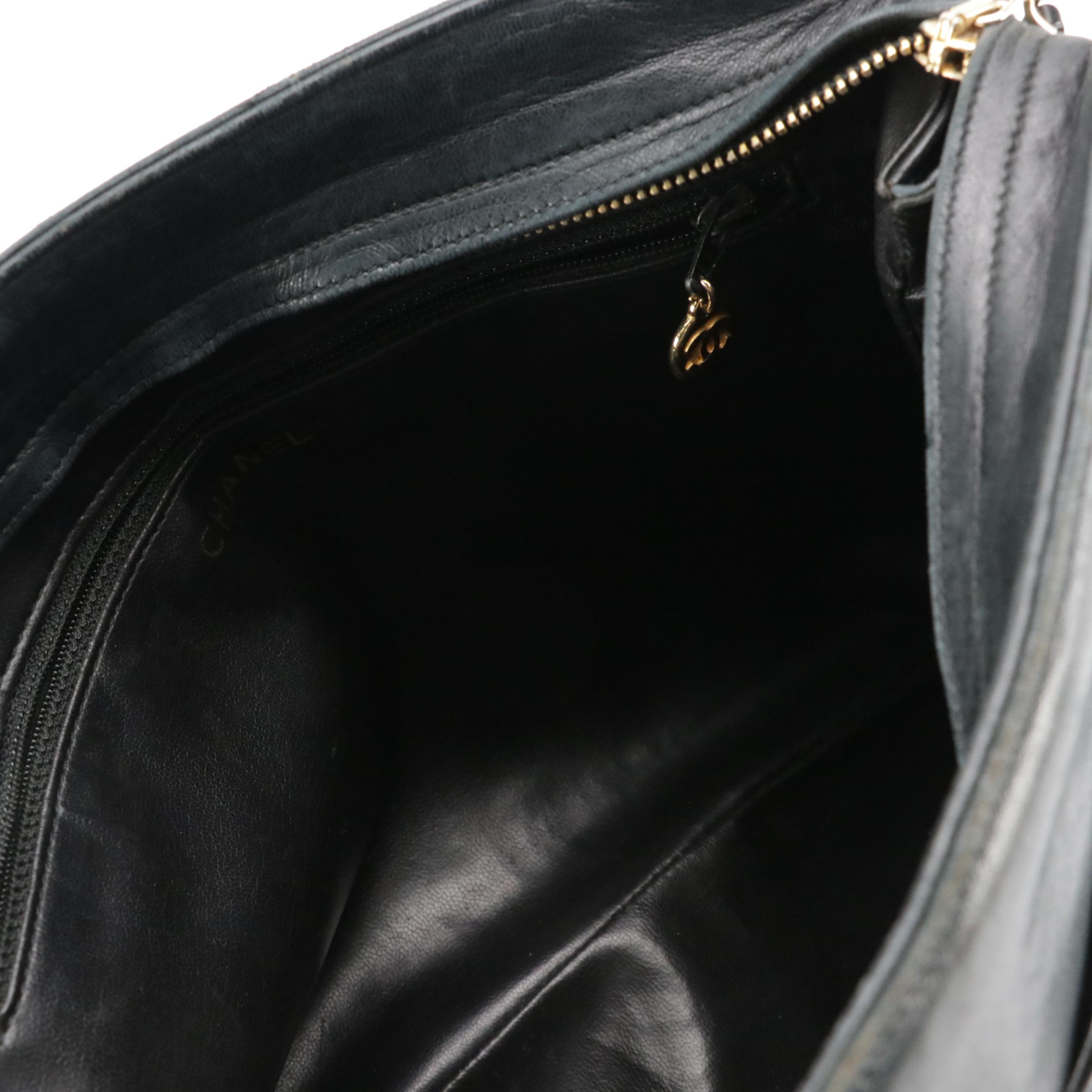 Chanel Black Quilted Lambskin Leather Double Front and Back Pocket Shoulder Bag