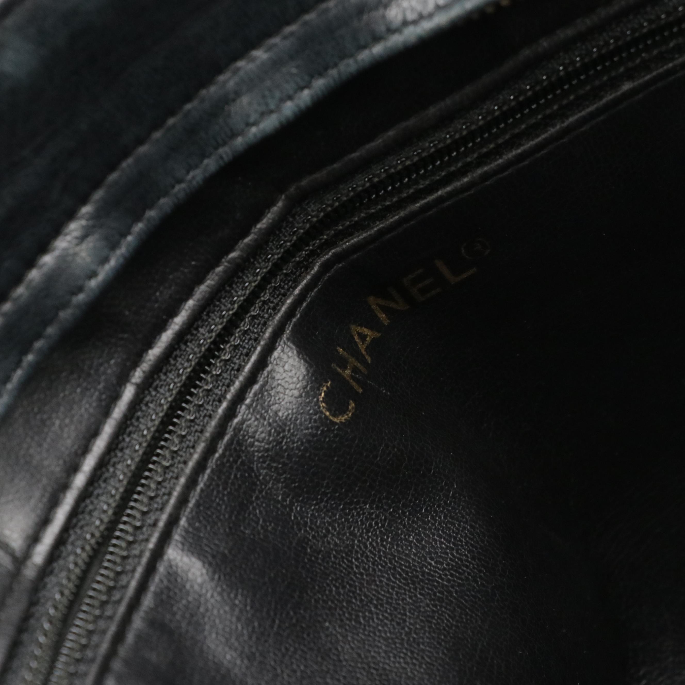 Chanel Black Quilted Lambskin Leather Double Front and Back Pocket Shoulder Bag