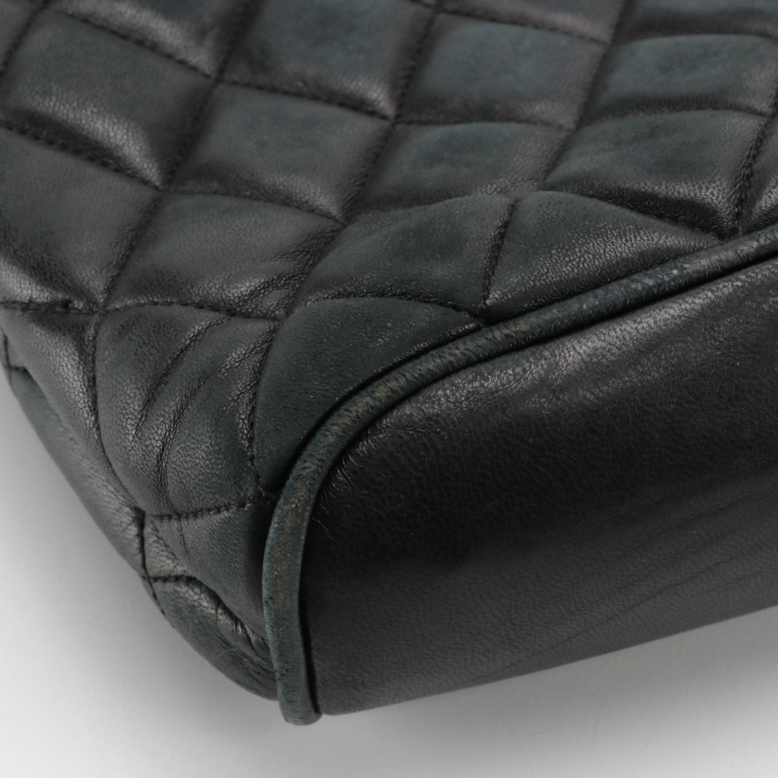 Chanel Black Quilted Lambskin Leather Double Front and Back Pocket Shoulder Bag