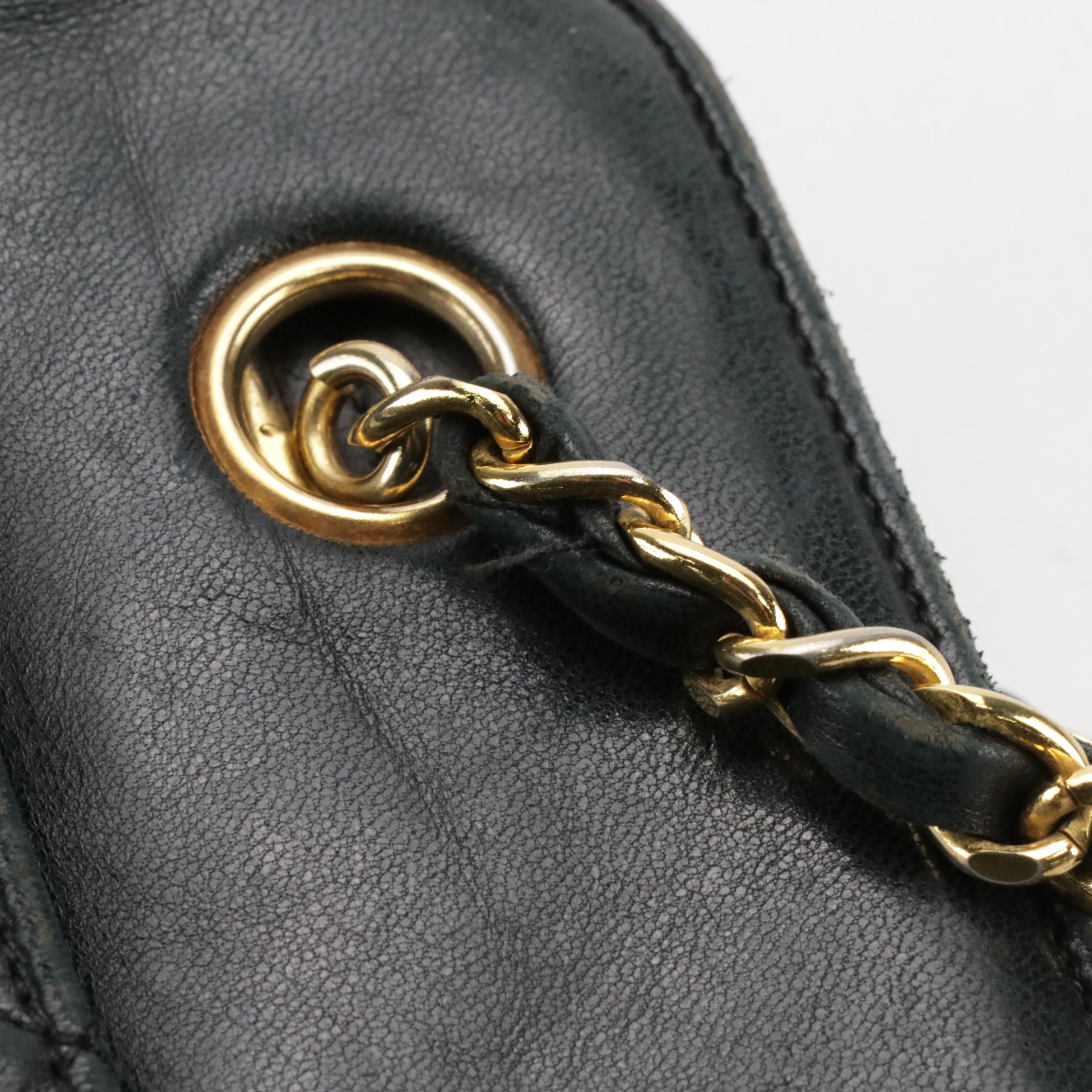 Chanel Black Quilted Lambskin Leather Double Front and Back Pocket Shoulder Bag