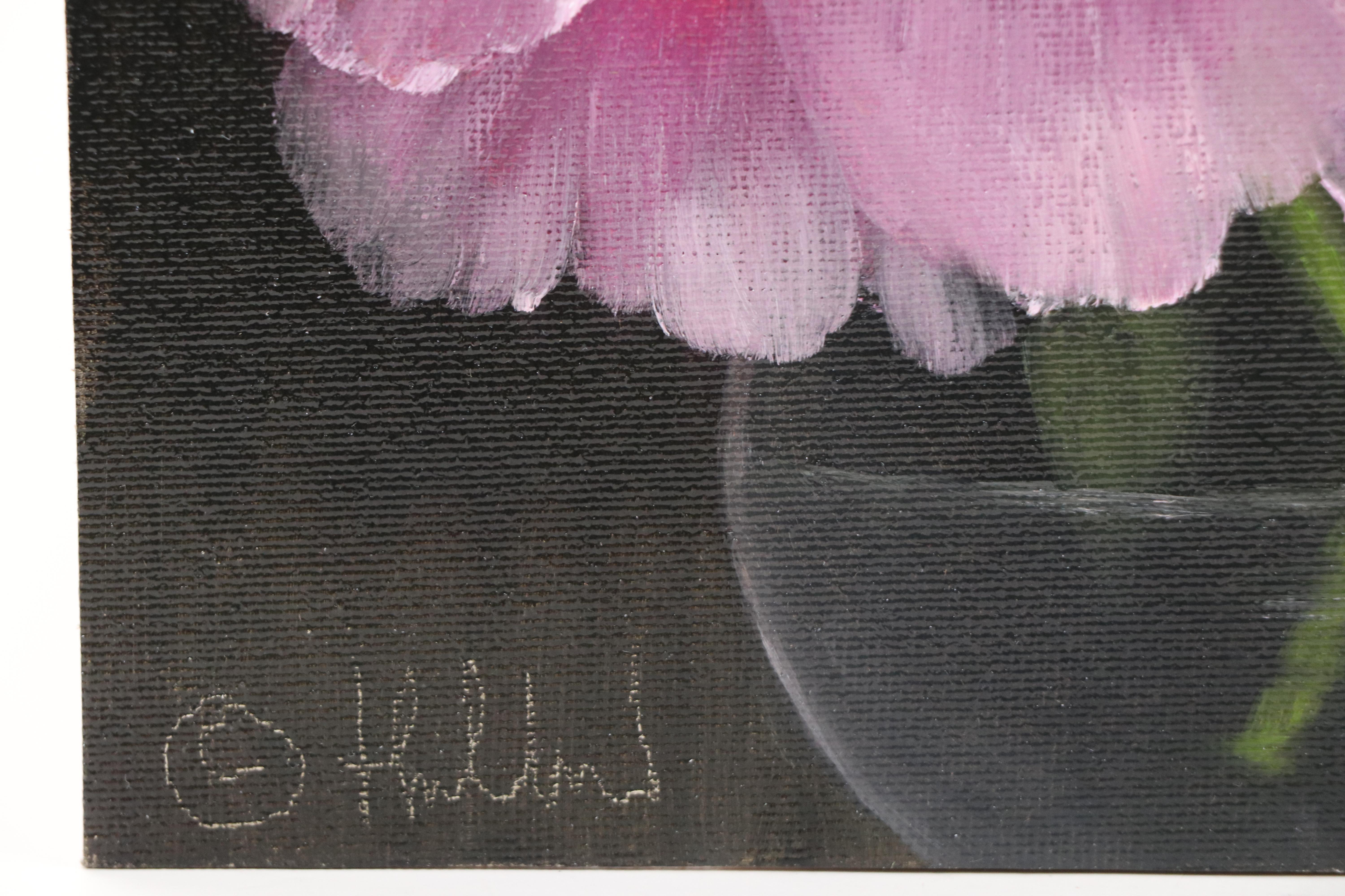 Thu-Thuy Tran Floral Oil Painting "Glass Vase and Spring Peonies," 2025