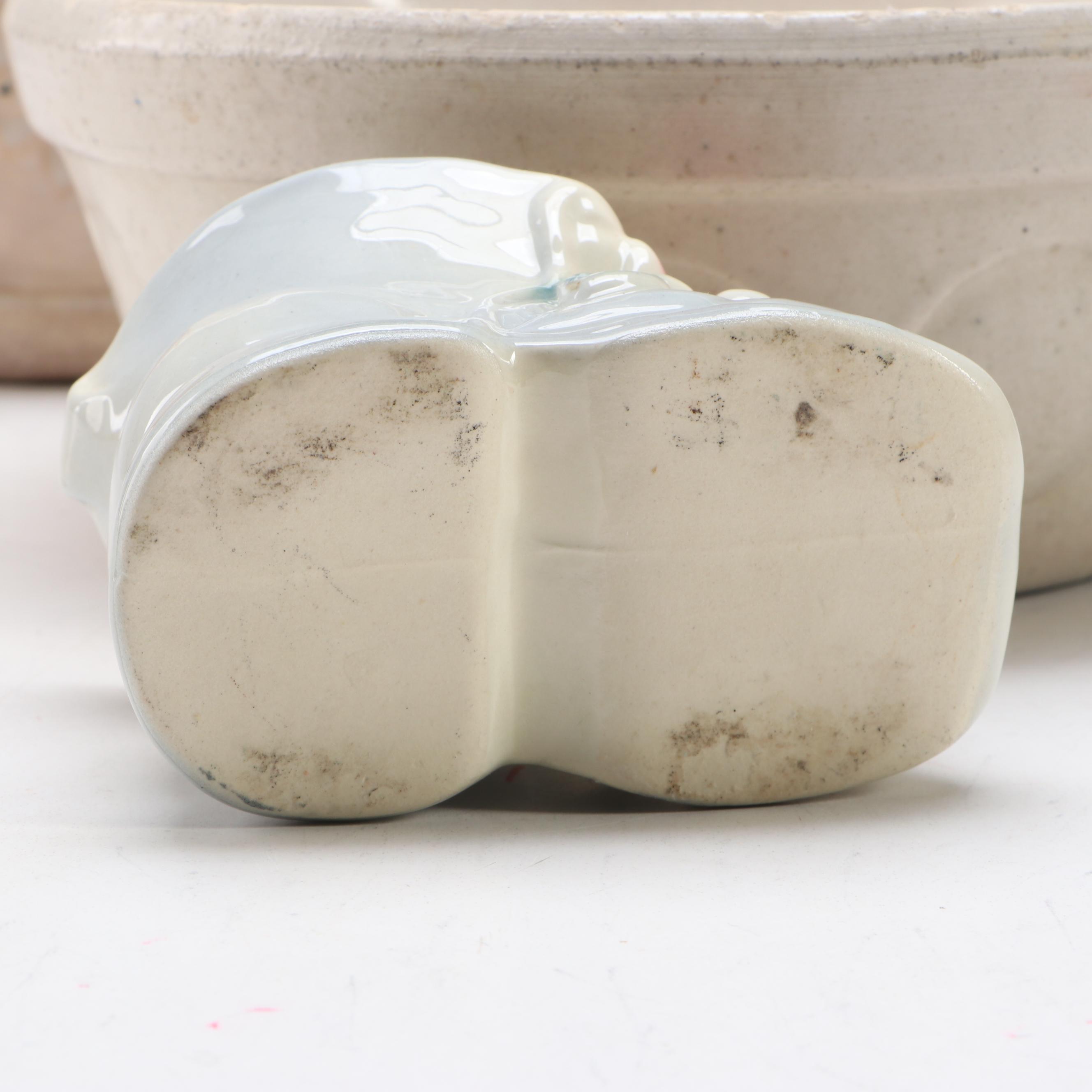 McCoy Open Jar with Italian Pitcher and Other Vintage Ceramic Containers