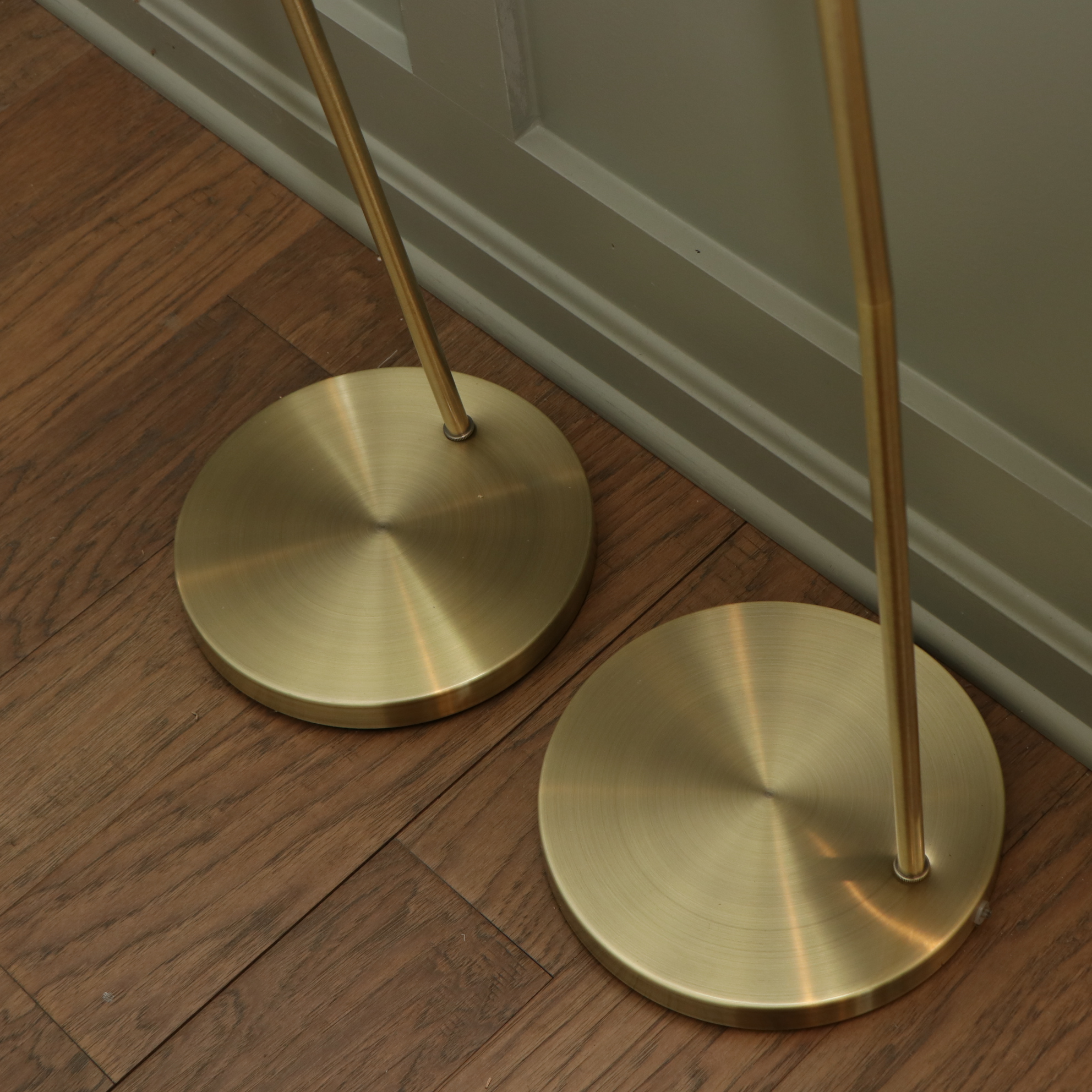 Pair of Brushed Gold and Satin Black Floor Reading Lamps
