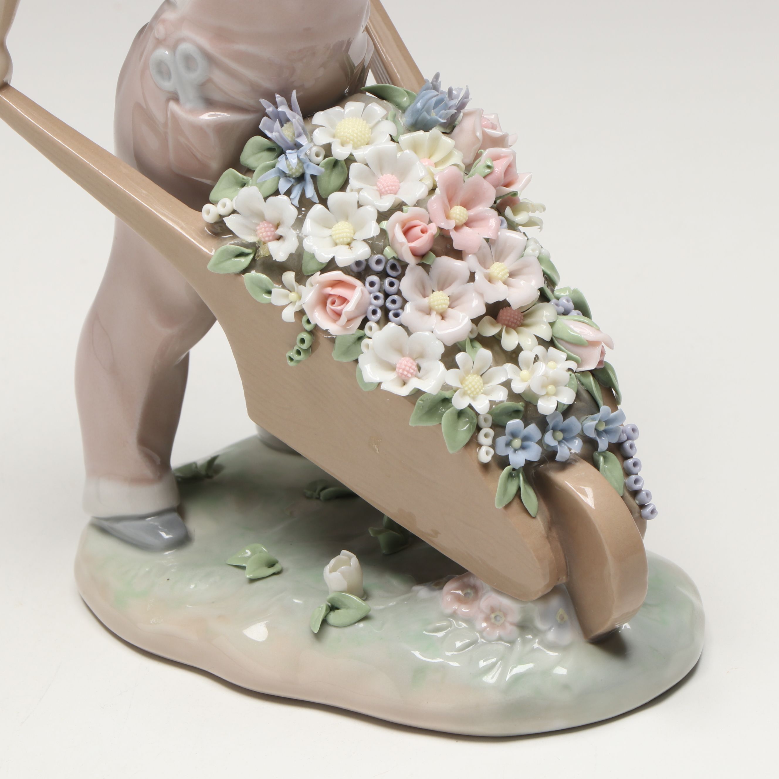 Lladró "Wheelbarrow with Flowers Boy" Porcelain Figurine