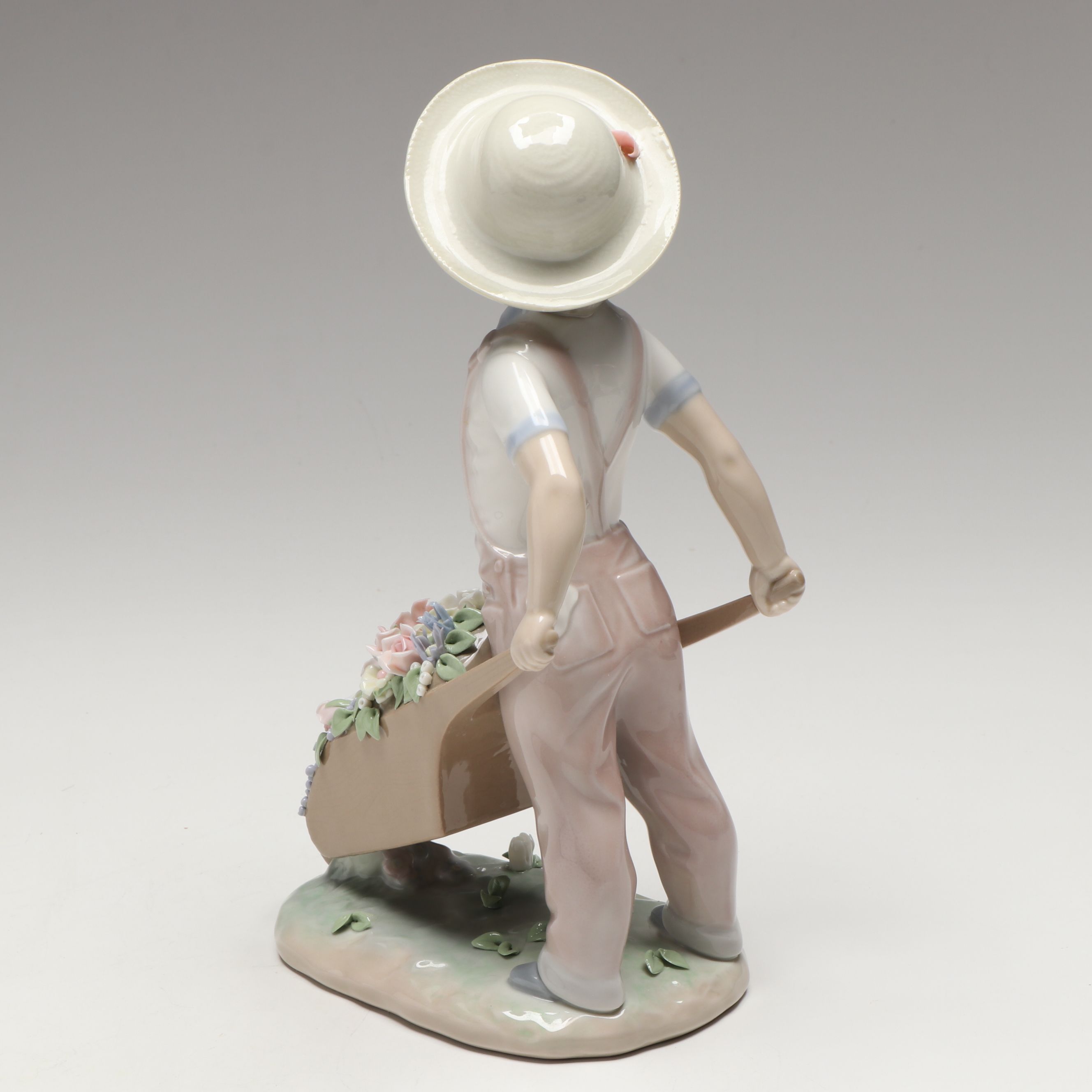 Lladró "Wheelbarrow with Flowers Boy" Porcelain Figurine