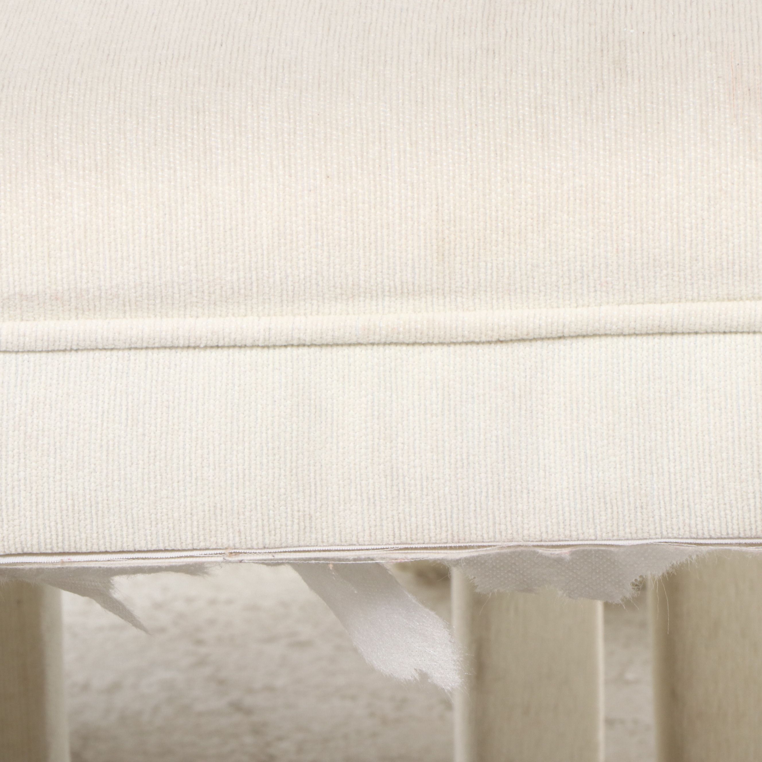 Set of Eight Parsons Style White Fabric Upholstered Dining Chairs