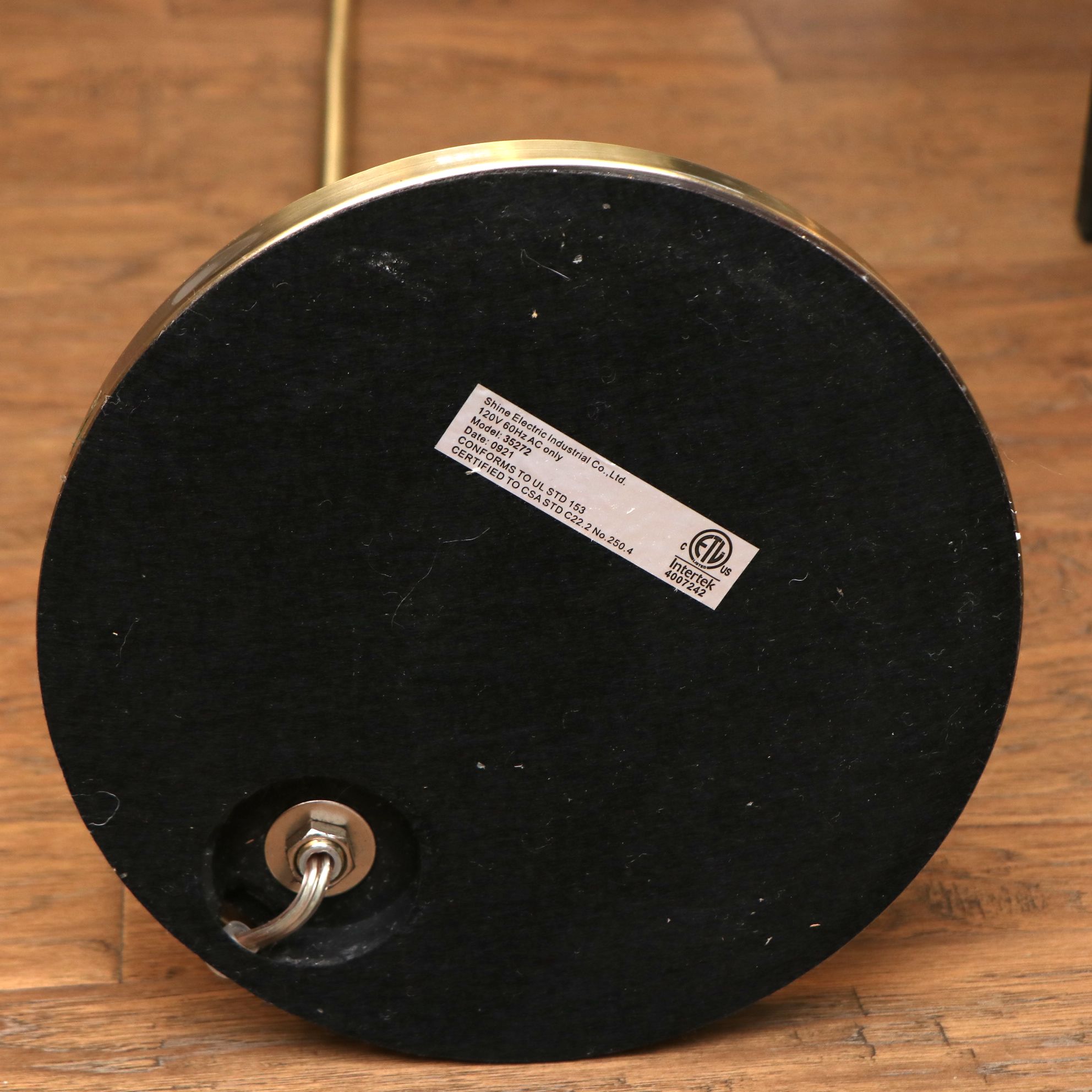 Pair of Brushed Gold and Satin Black Floor Reading Lamps