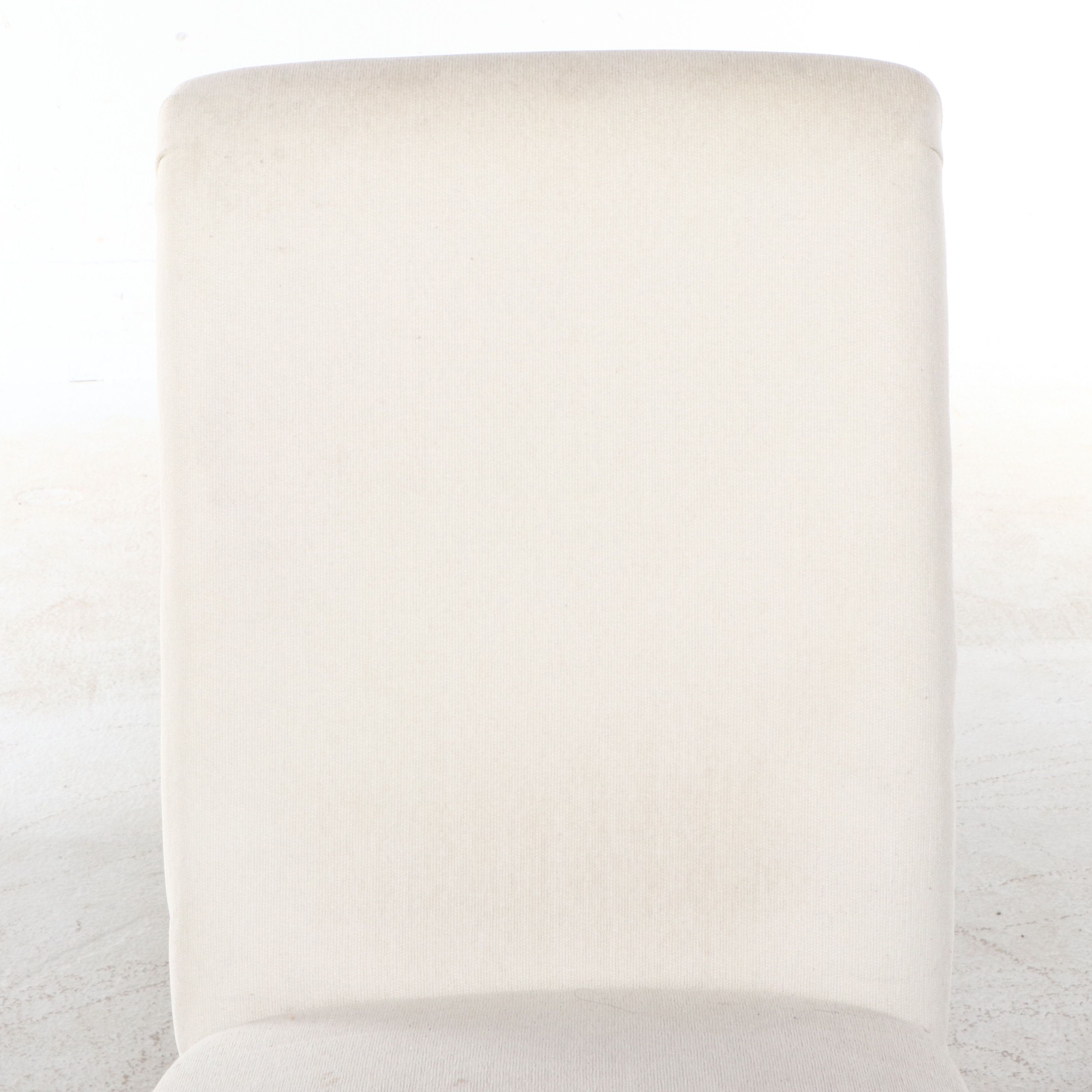 Set of Eight Parsons Style White Fabric Upholstered Dining Chairs