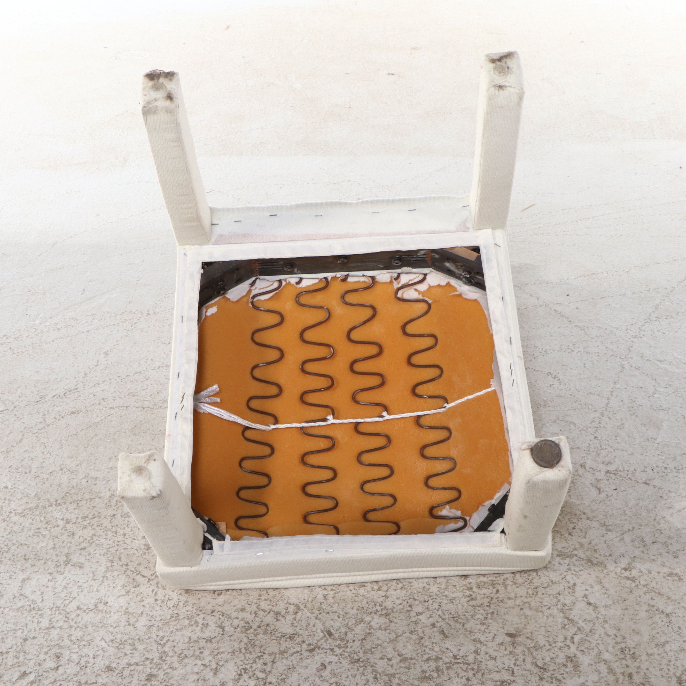 Set of Eight Parsons Style White Fabric Upholstered Dining Chairs