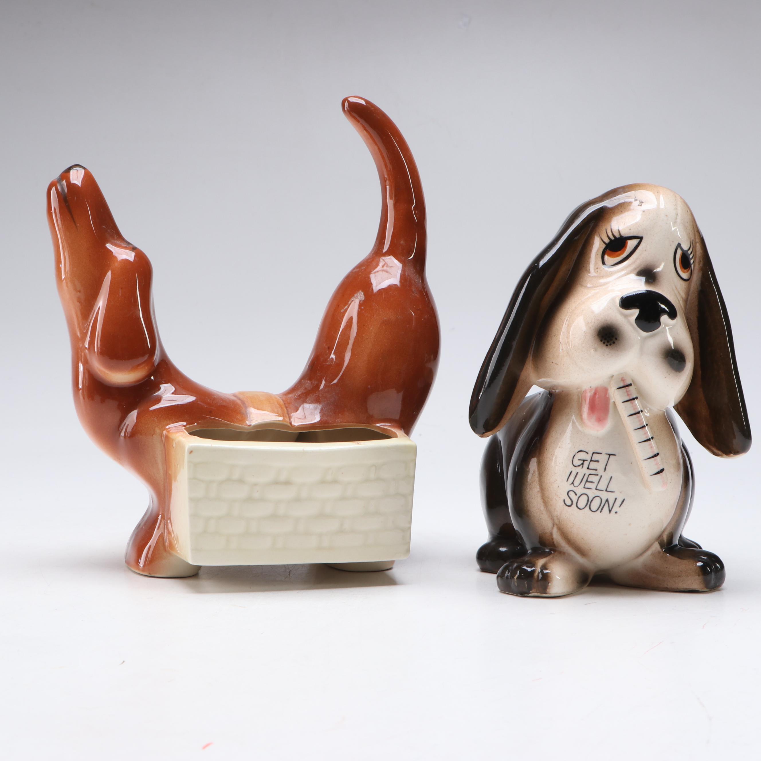 McCoy Pottery Wheel and Other Novelty Ceramic Vases, Mid-20th Century