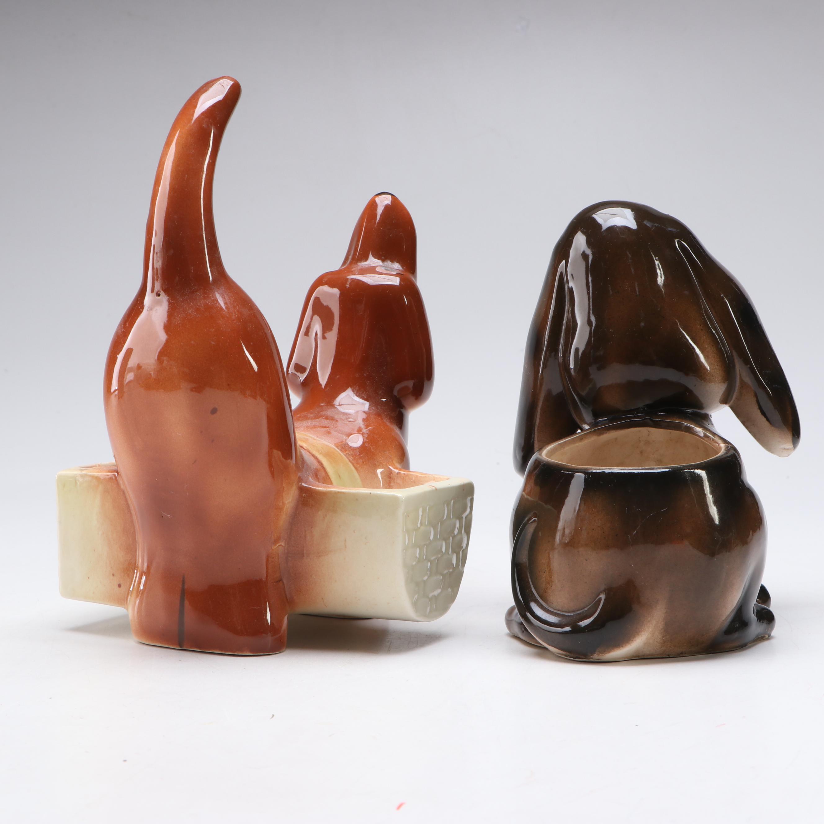 McCoy Pottery Wheel and Other Novelty Ceramic Vases, Mid-20th Century