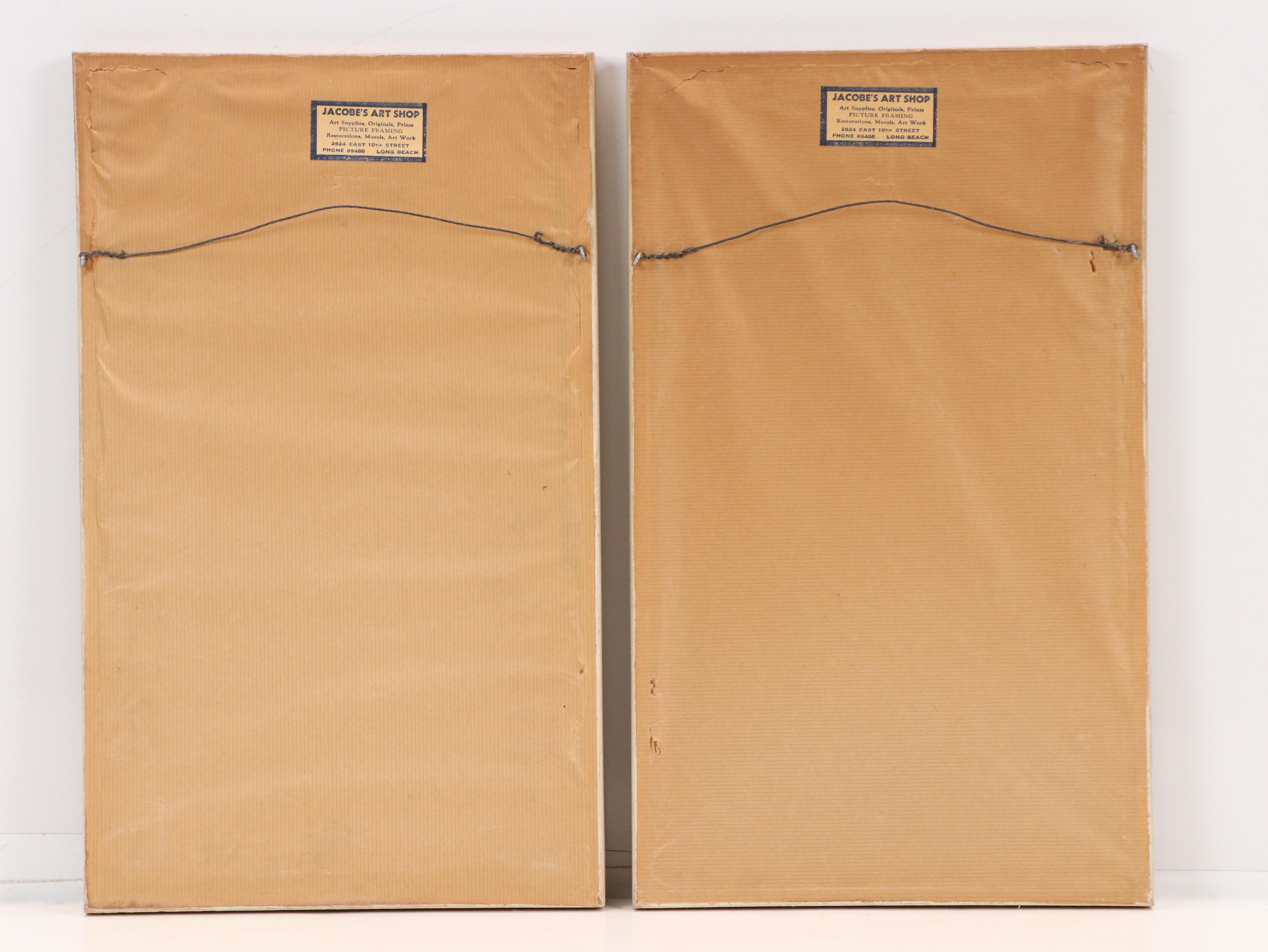 Chinese School Landscape Gouache Paintings of Riverside Home, 20th Century