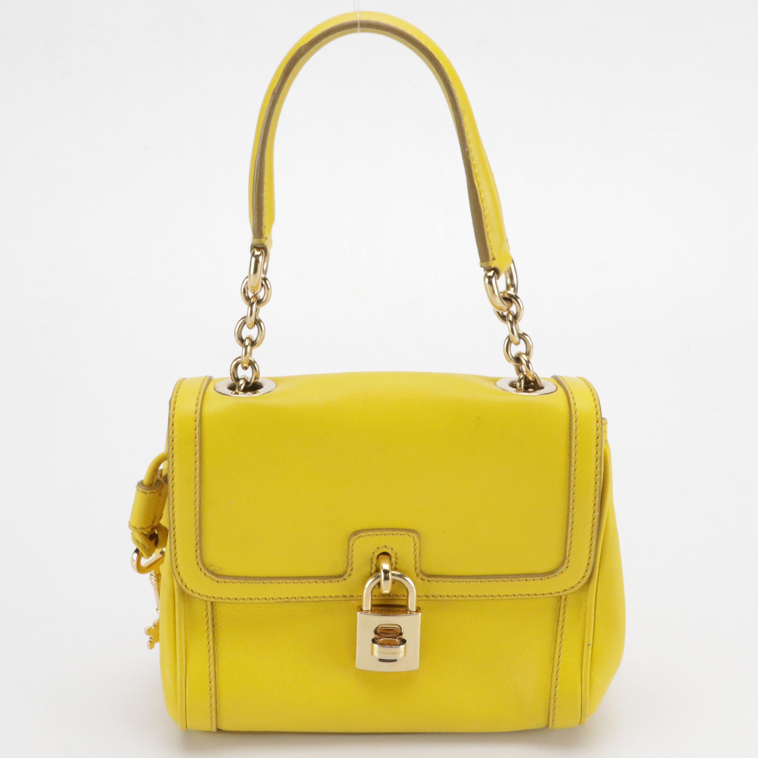 Dolce & Gabbana Miss Bonita Padlock Two-Way Bag in Yellow Calfskin Leather