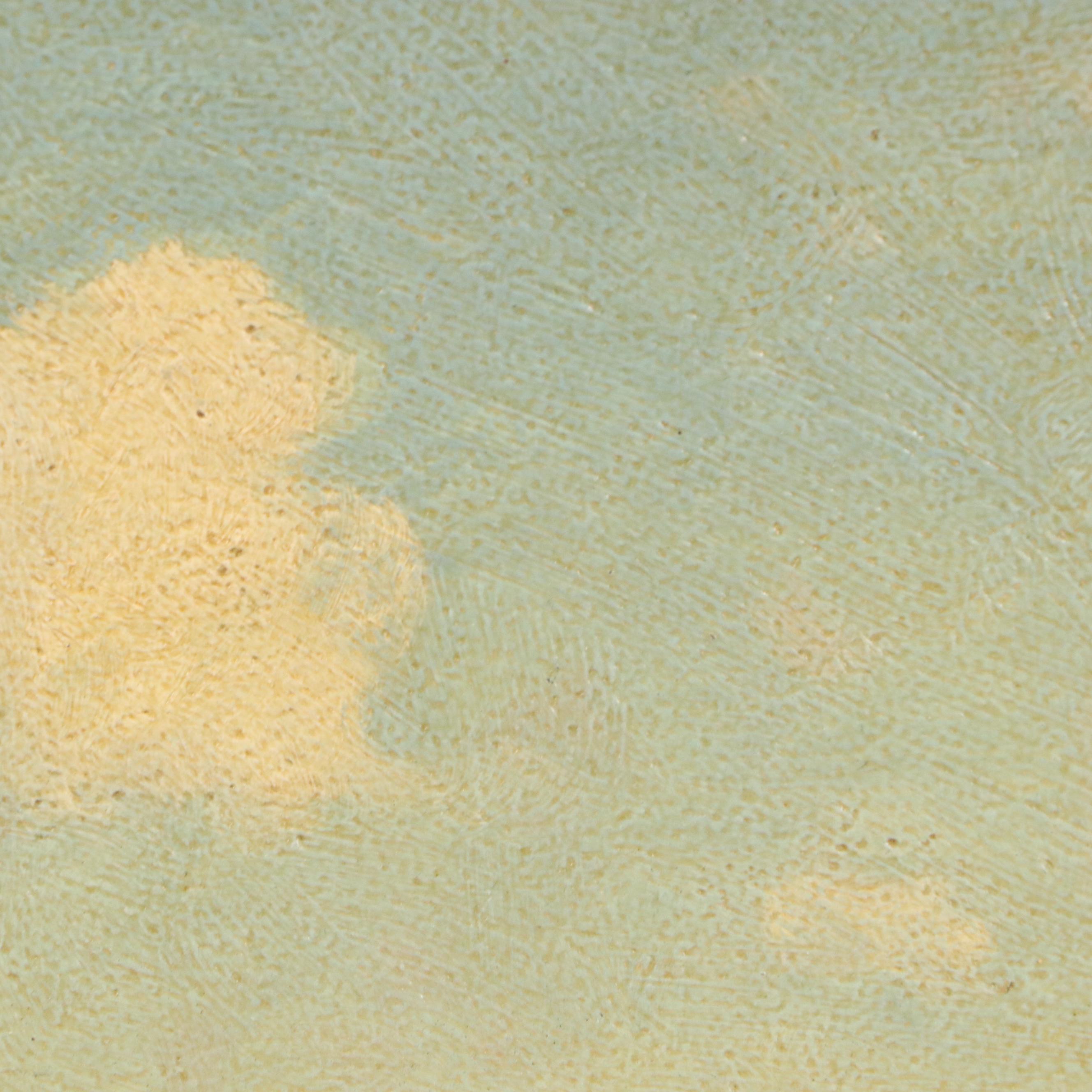 H. Don Donnelle Landscape Oil Painting of Clay Roof House and Garden