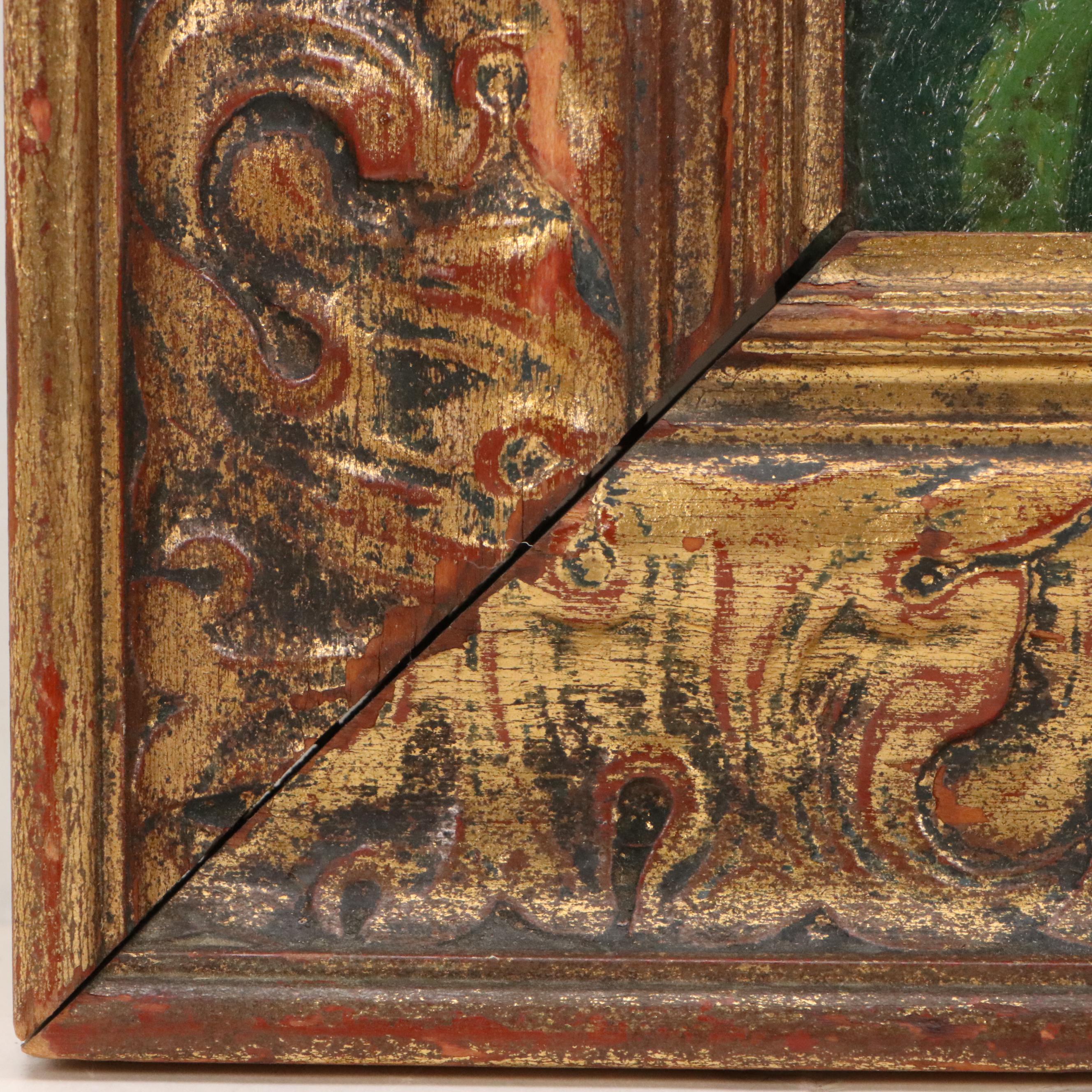 H. Don Donnelle Landscape Oil Painting of Clay Roof House and Garden