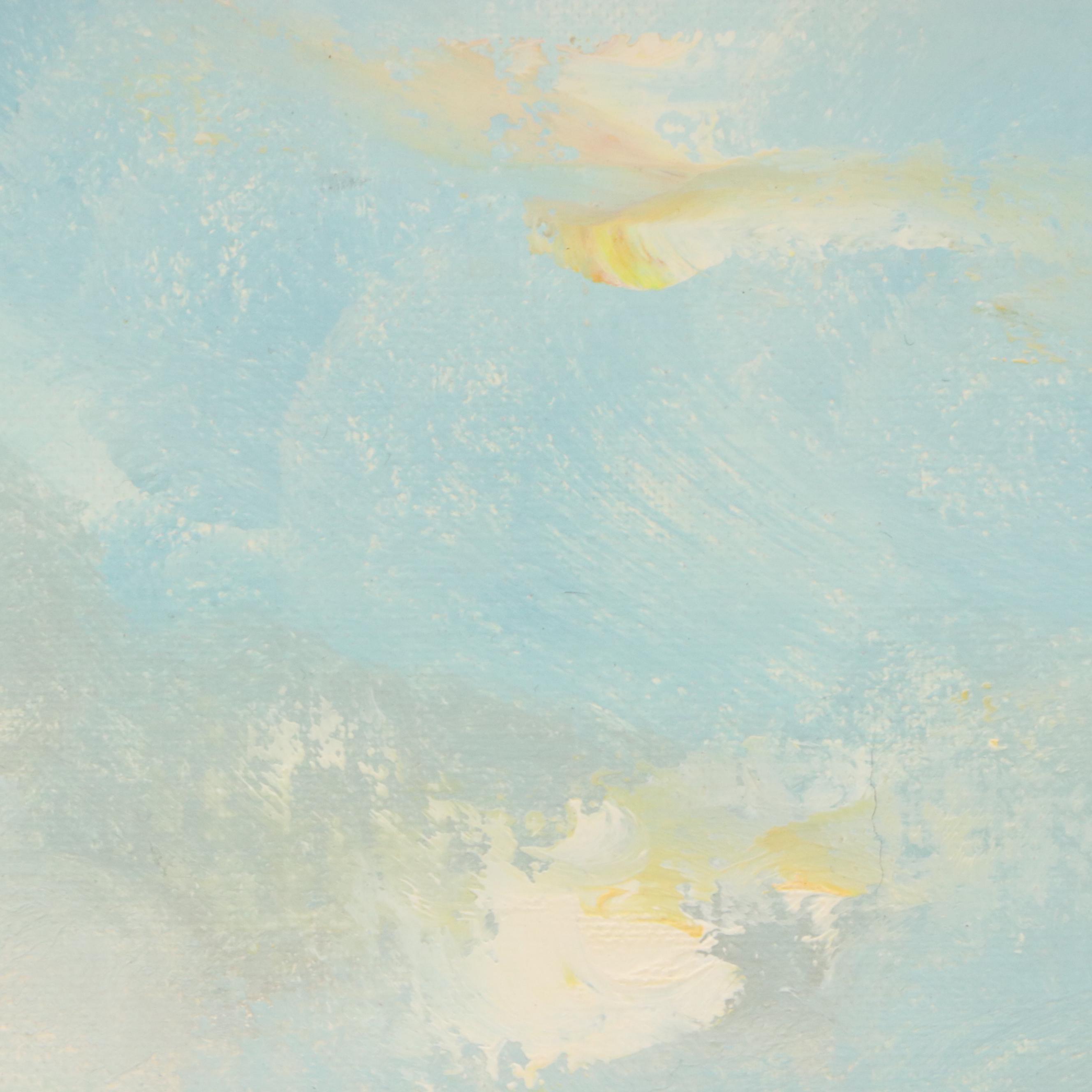 Landscape Oil Painting of Canal with Sailing Boat and Cottage