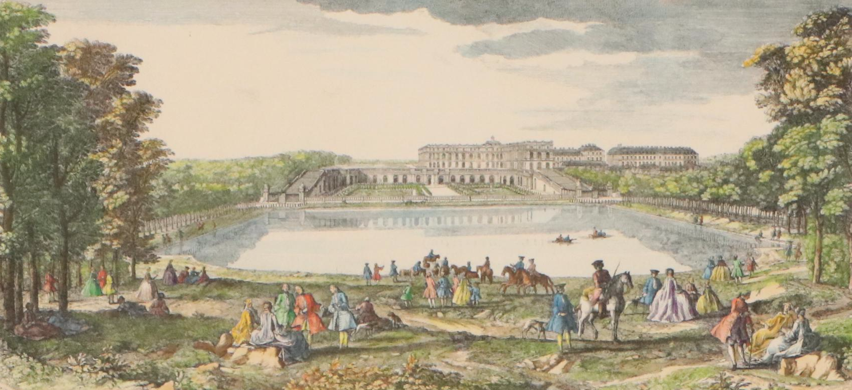 Hand-Colored Engraving "Vue de Château de Versailles du Côté de l'Orangerie"