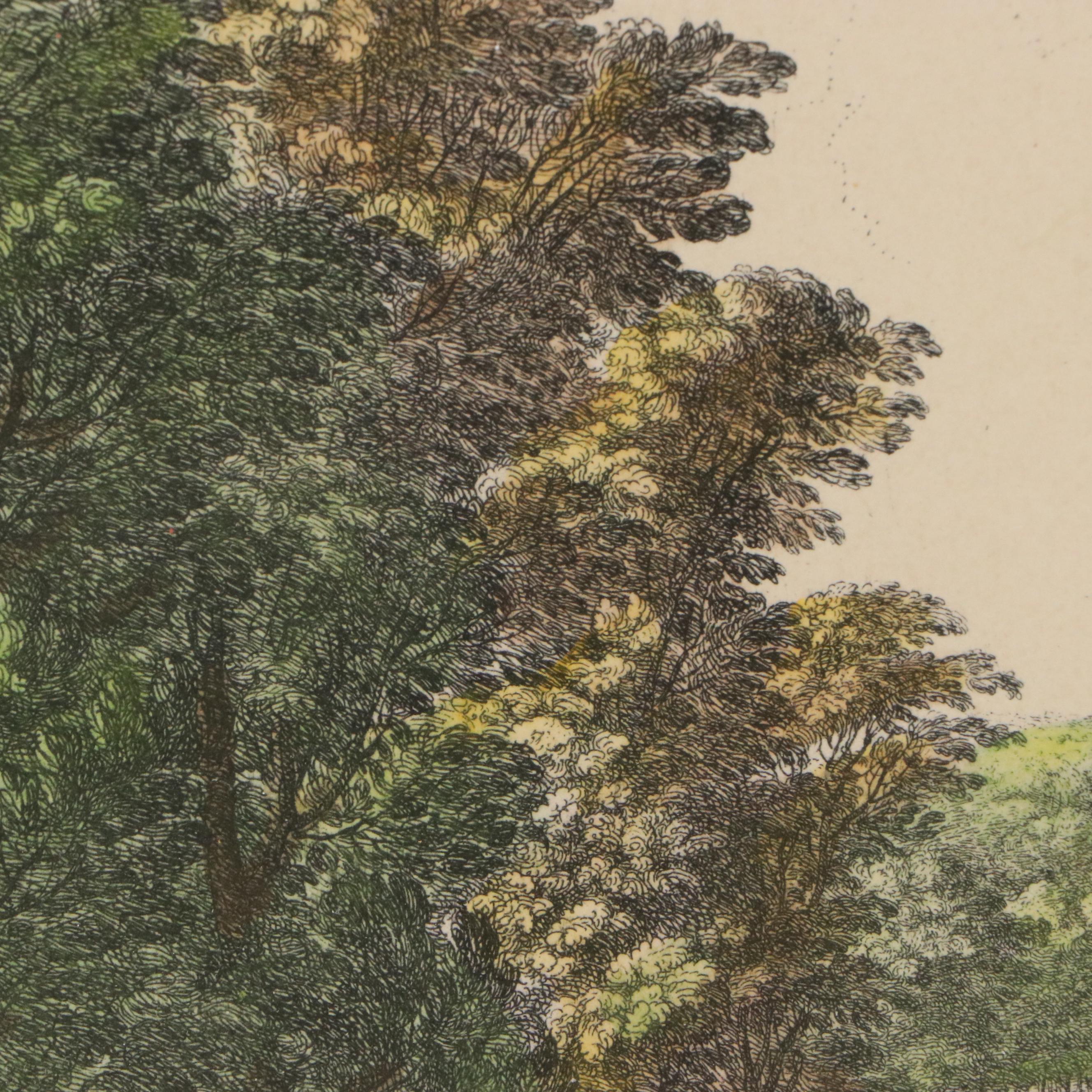 Hand-Colored Engraving "Vue de Château de Versailles du Côté de l'Orangerie"