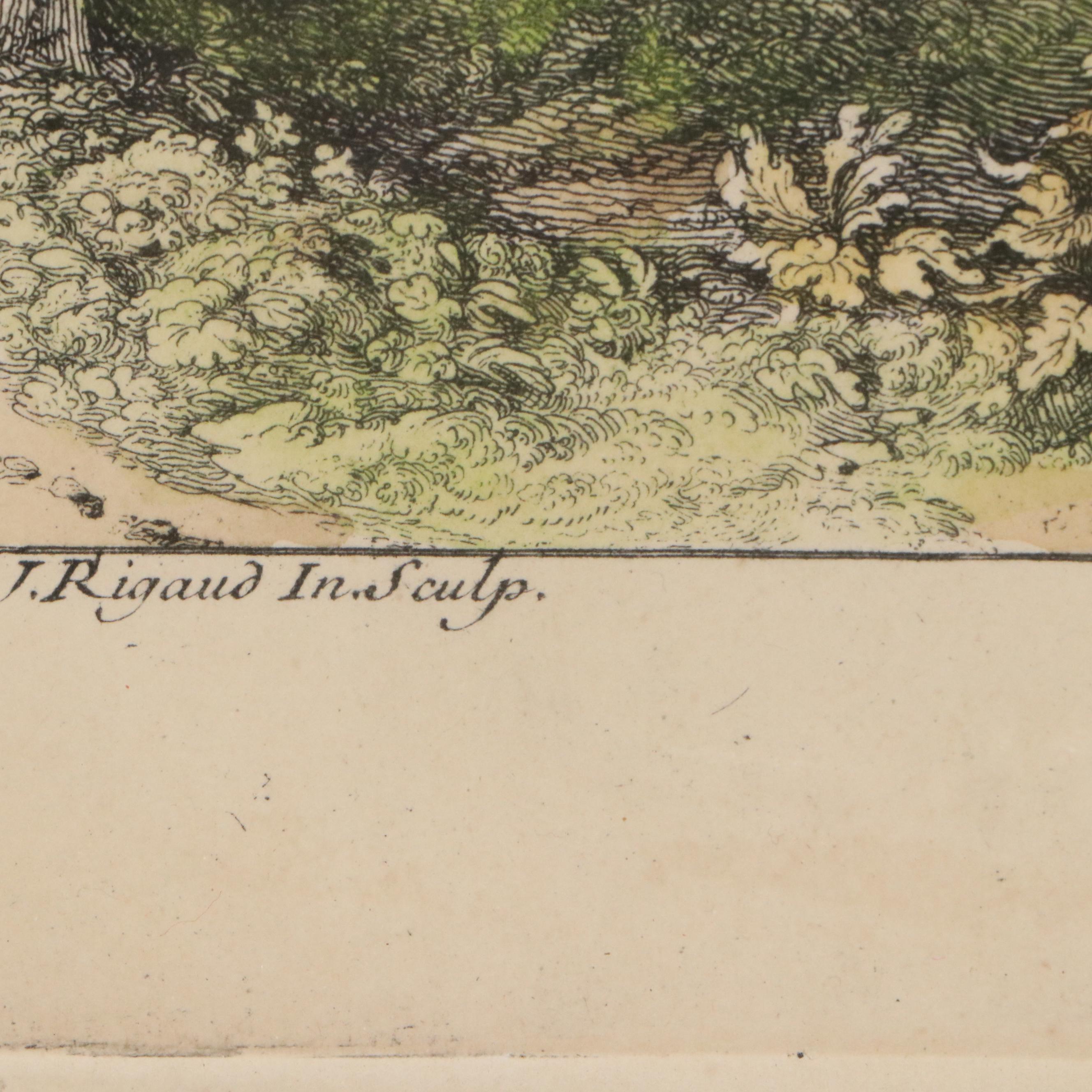 Hand-Colored Engraving "Vue de Château de Versailles du Côté de l'Orangerie"