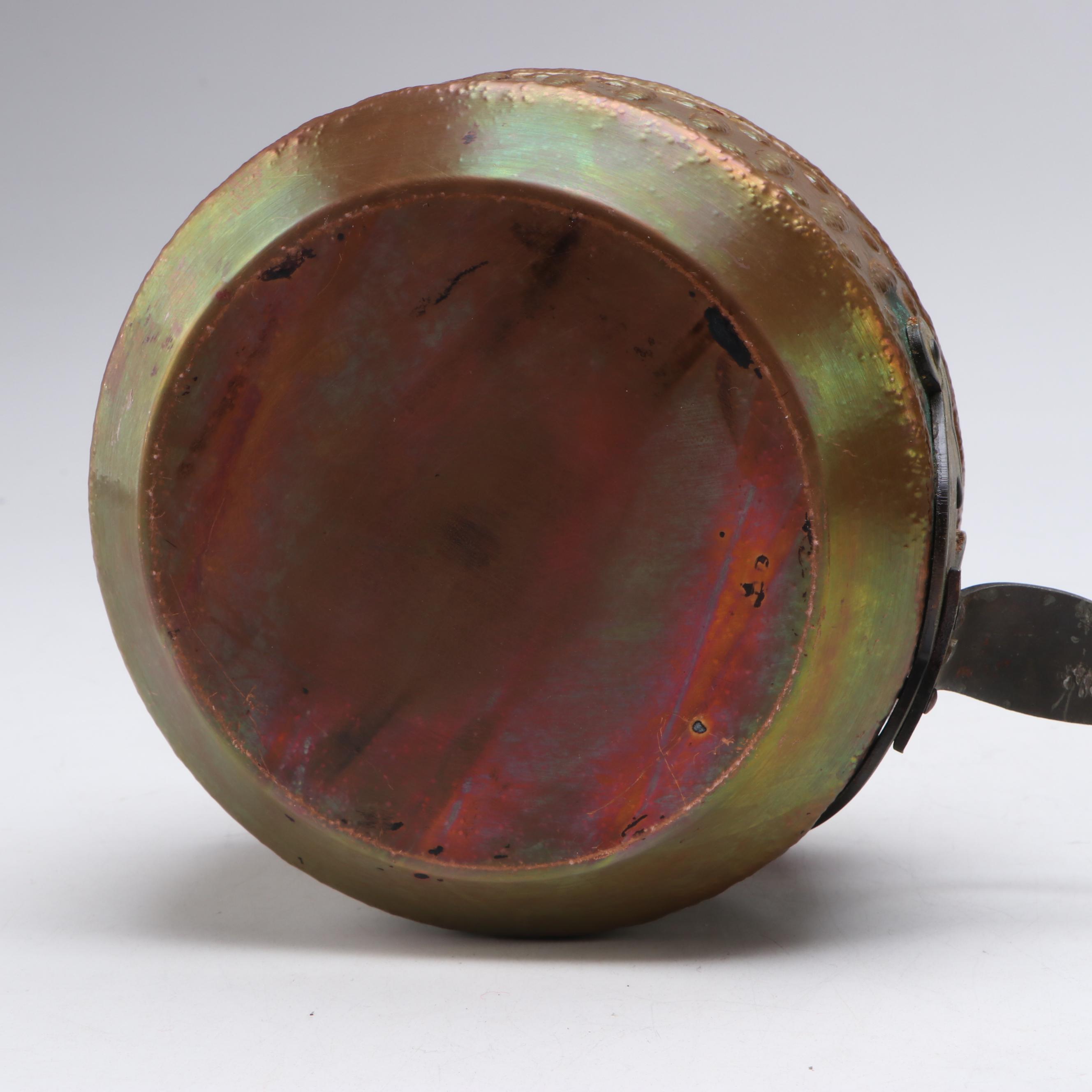 Copper Veneer Fondue Pot Set with Wrought Metal Burner Stand