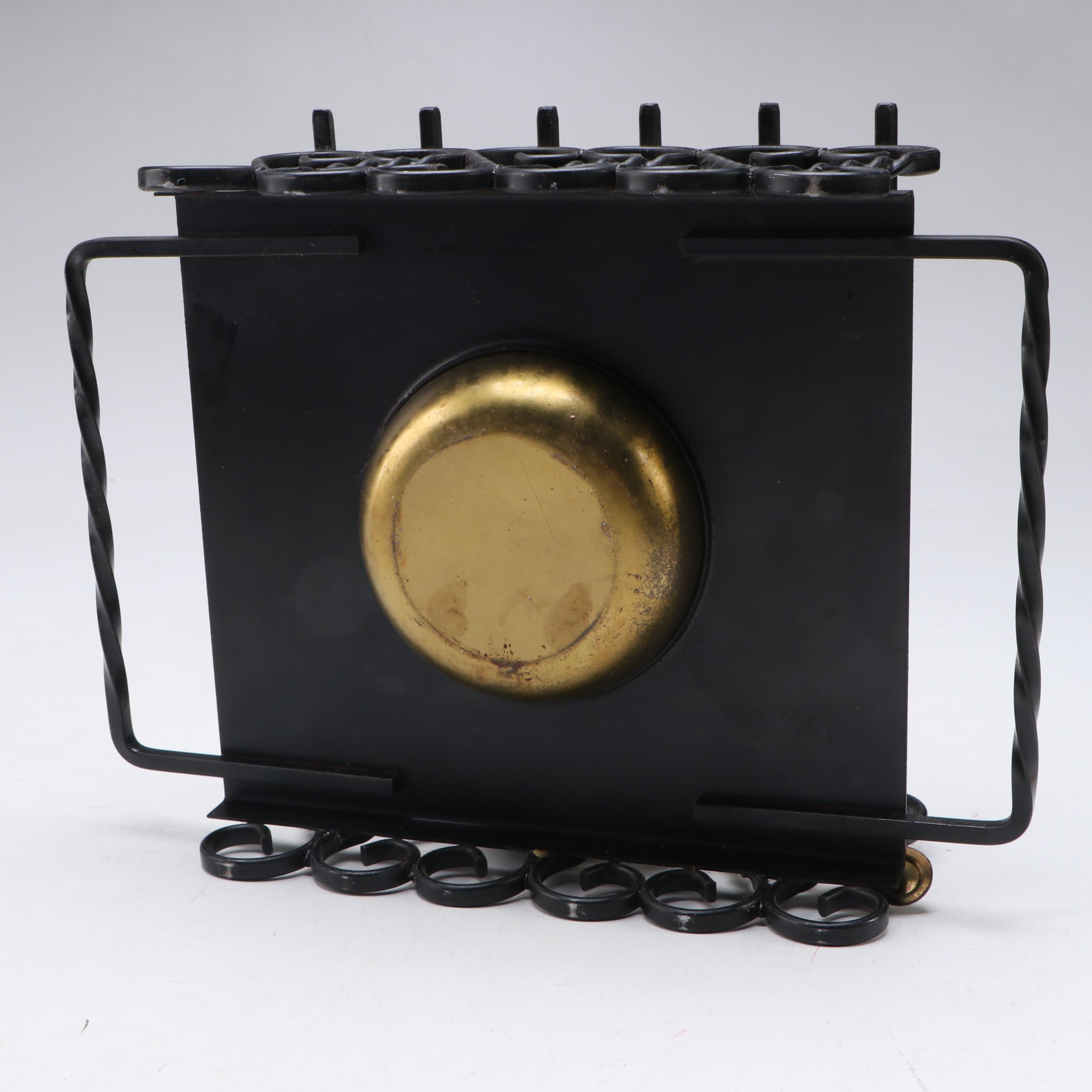 Copper Veneer Fondue Pot Set with Wrought Metal Burner Stand