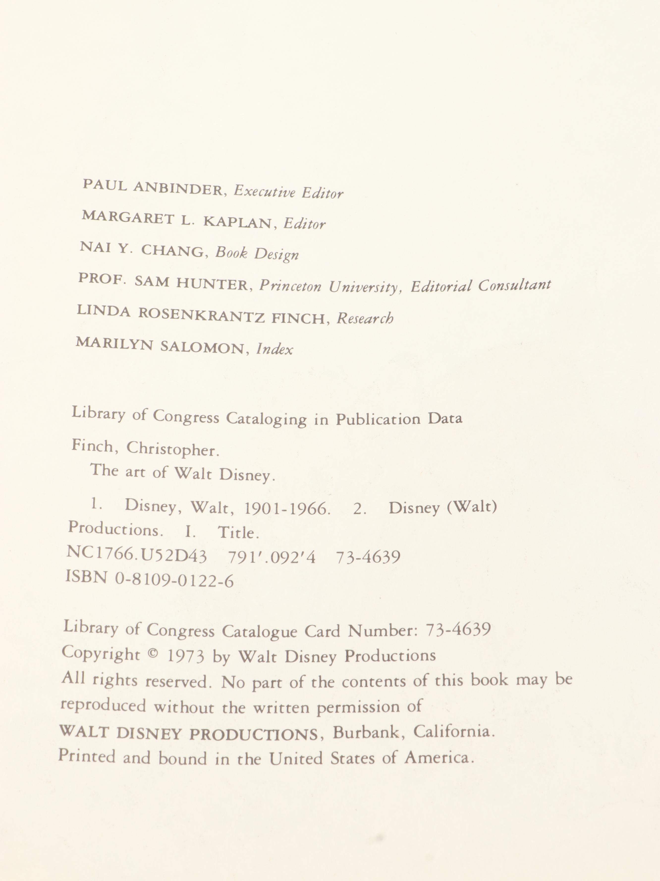 First Edition "The Art of Walt Disney" by Christopher Finch, 1973